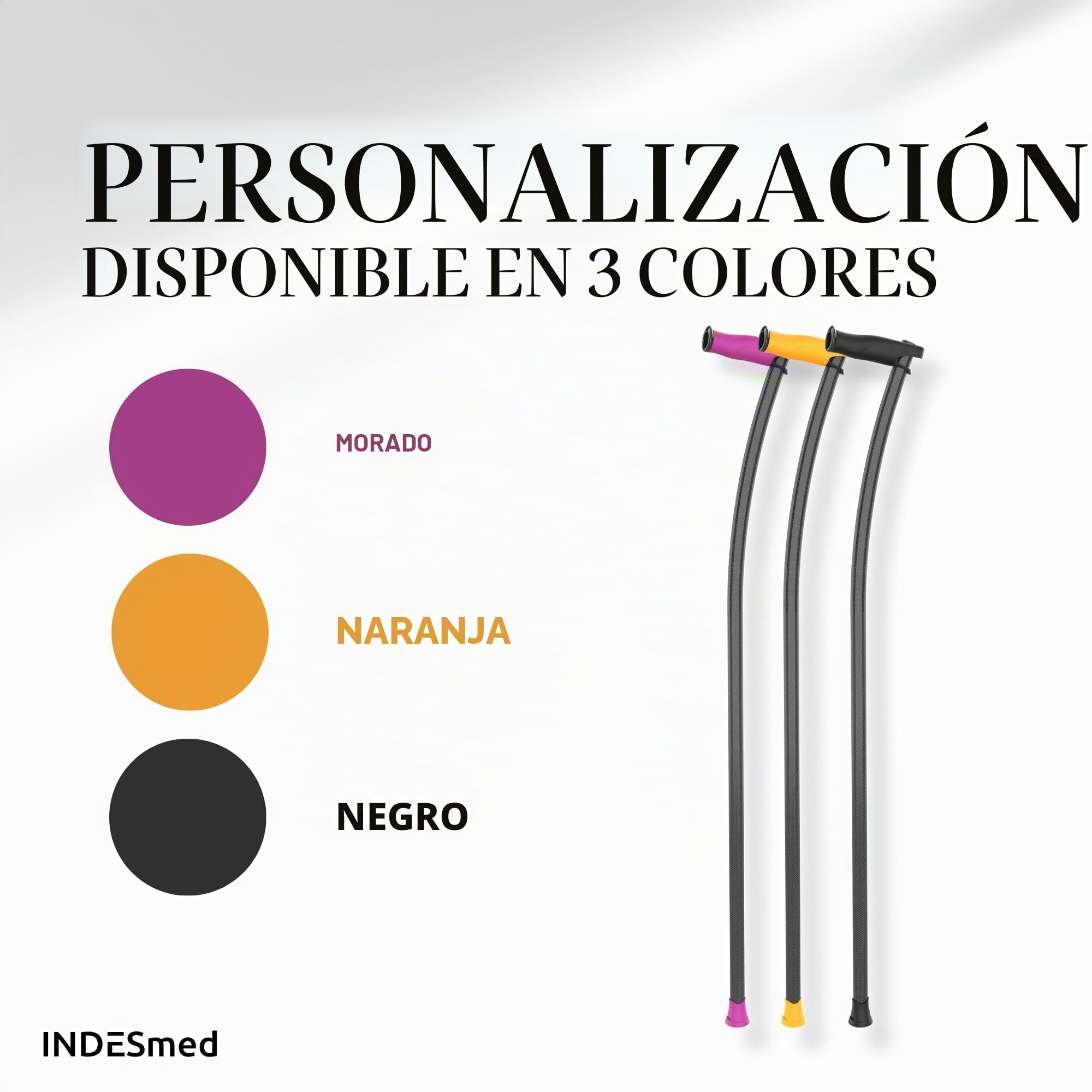Bastón para Personas Mayores de Fibra de Carbono INDESmed | Ultra-Ligero, Ajustable, Ergonómico y Resistente | Ayuda para Caminar con Mango Antitendinitis | Cómodo y Seguro (Negro, S (155-165cm))