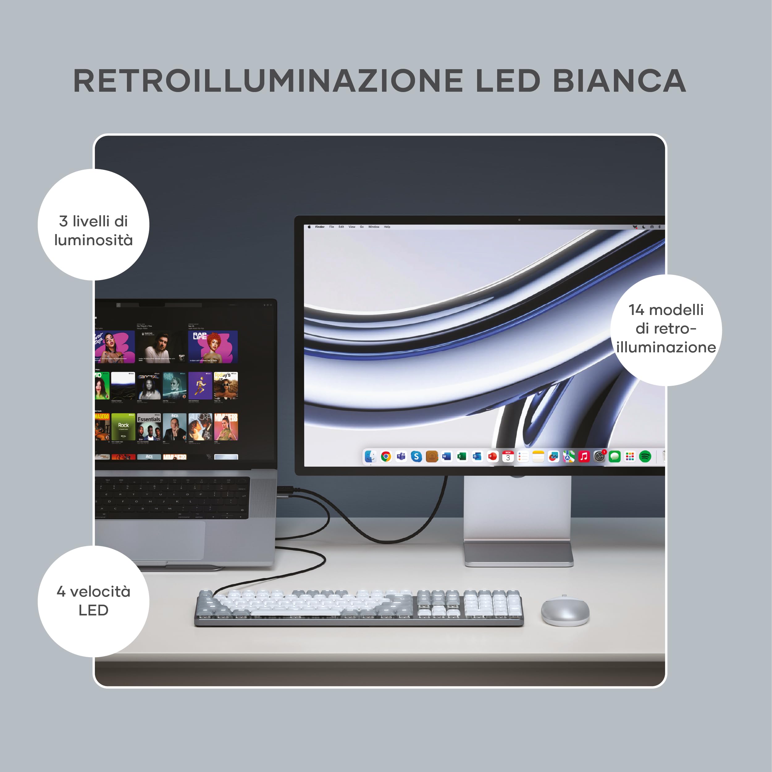 Satechi Tastiera Meccanica 75% SM3 𝗤𝗪𝗘𝗥𝗧𝗬 𝗨𝗦, Bluetooth, 108 Tasti, Retroilluminata e Ricaricabile, Ideale per Gaming, per Mac e Windows (Grigio Chiaro, Layout Americano)