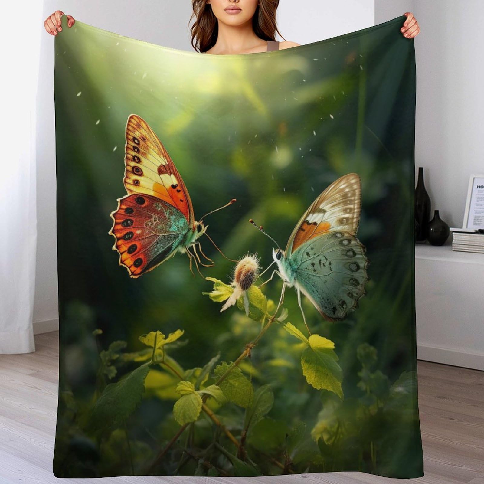 Couverture en Flannel Epaisse Papillon Contre le Froid au Lit