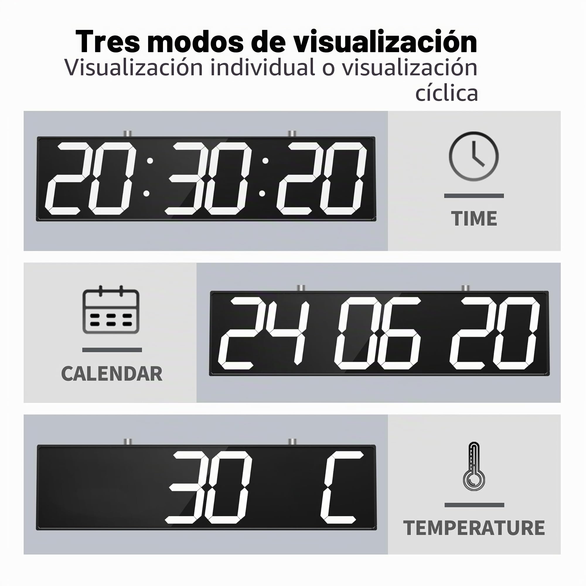 CHKOSDA Reloj de pared digital de doble cara de 28.5 pulgadas, reloj de cuenta regresiva LED multifuncional con temporizador, visualización de temperatura y fecha, reloj digital colgante de gran