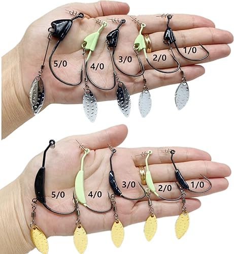 Miniatura 2 de DAMIDEL 10 unidadescaja (2 modelos mezclados) jig heads Swimbait anzuelos de pesca, gusanos Senko suave cebo con anzuelos con peso de plomocuchillas