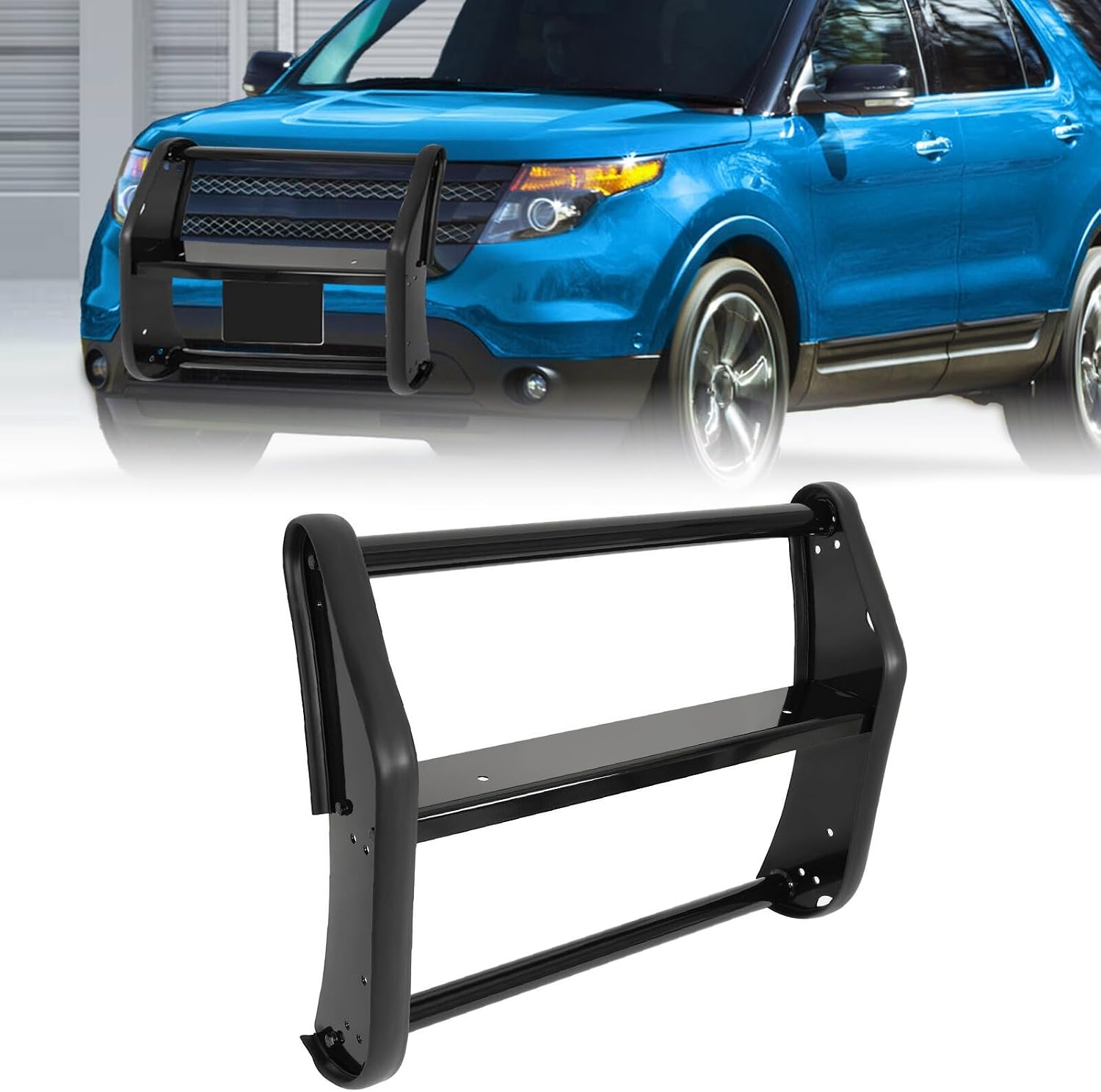 Suitable for Heavy-Duty Black Steel Grille Brush Guard for 2011-2015 Ford Explorer - Durable Powder Coated Push Bar Bull Bar