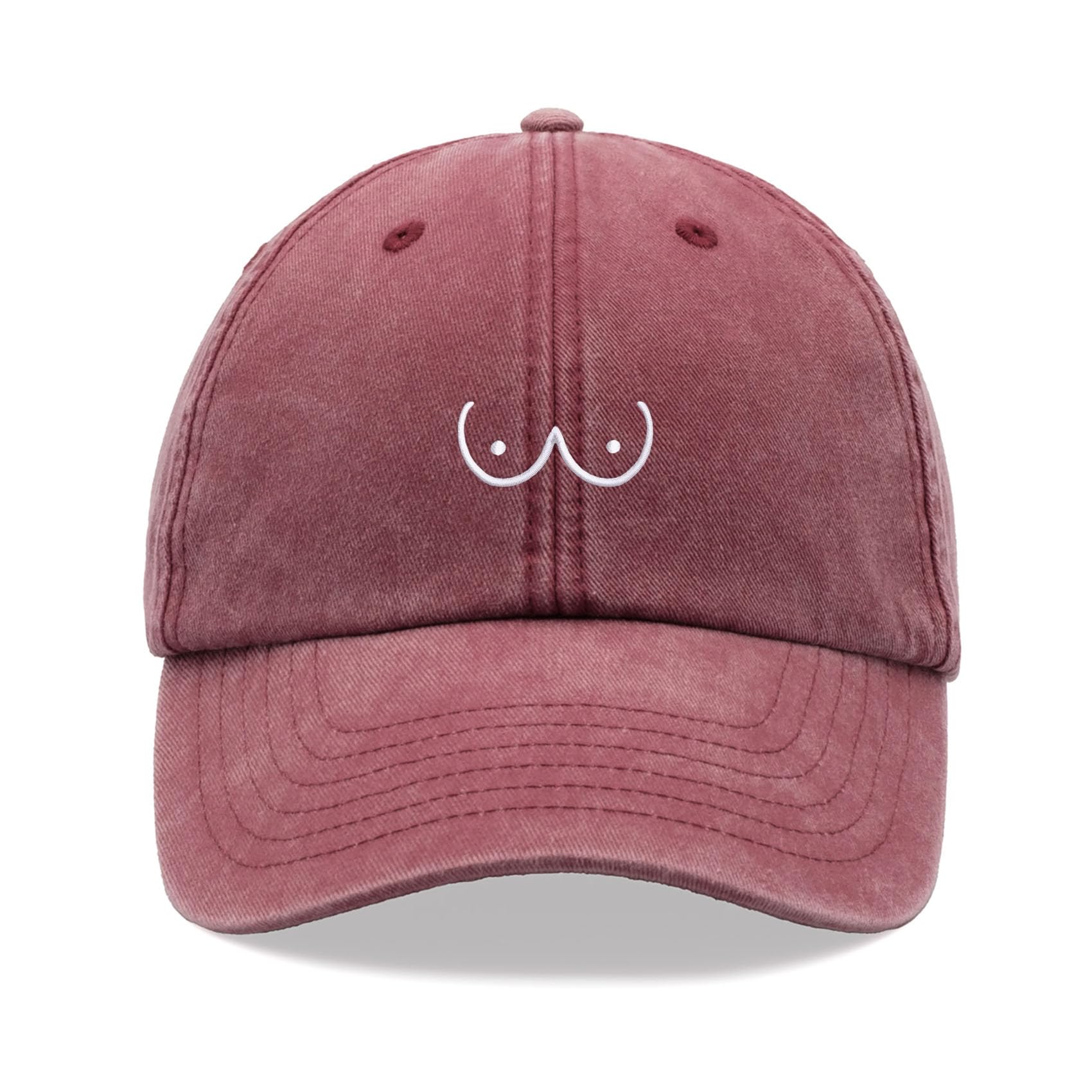Boobs Cartoon Baseball Cap Vintage Washed Unisex Dad Hat Low Profile Adjustable Red