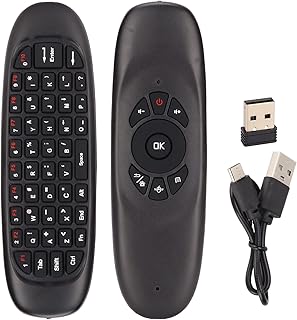 Mini Air Fly Mouse Remote 2.4G Motion Sensing Controller with Keyboard, Air Mouse Remote for Win, OS X, for Linux, for Android, with Rechargeable Lithium Ion Battery.
