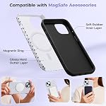 ZTOFERA for iPhone 13/14 Case Fit for MagSafe, Dots Pattern-White | Built in Magnetic Support Magnetic Accessory | Cute Polka Dot Pattern | Hard PC Back+Soft Layer Dual Protective Phone Case