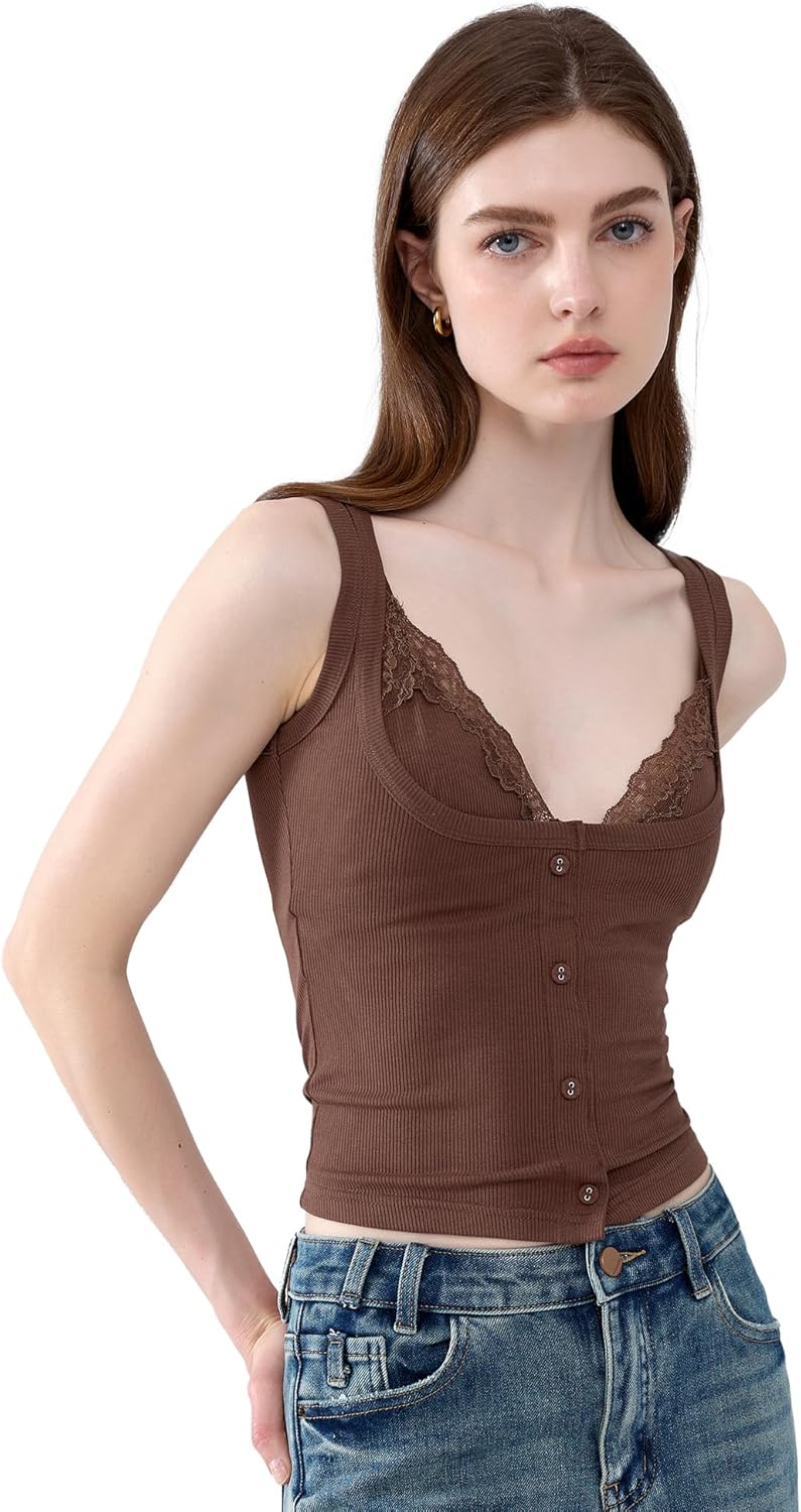 Women's Cotton Ribbed Tank Tops Sleeveless Sexy Square Neck Basic Tight T Shirts - Image 2