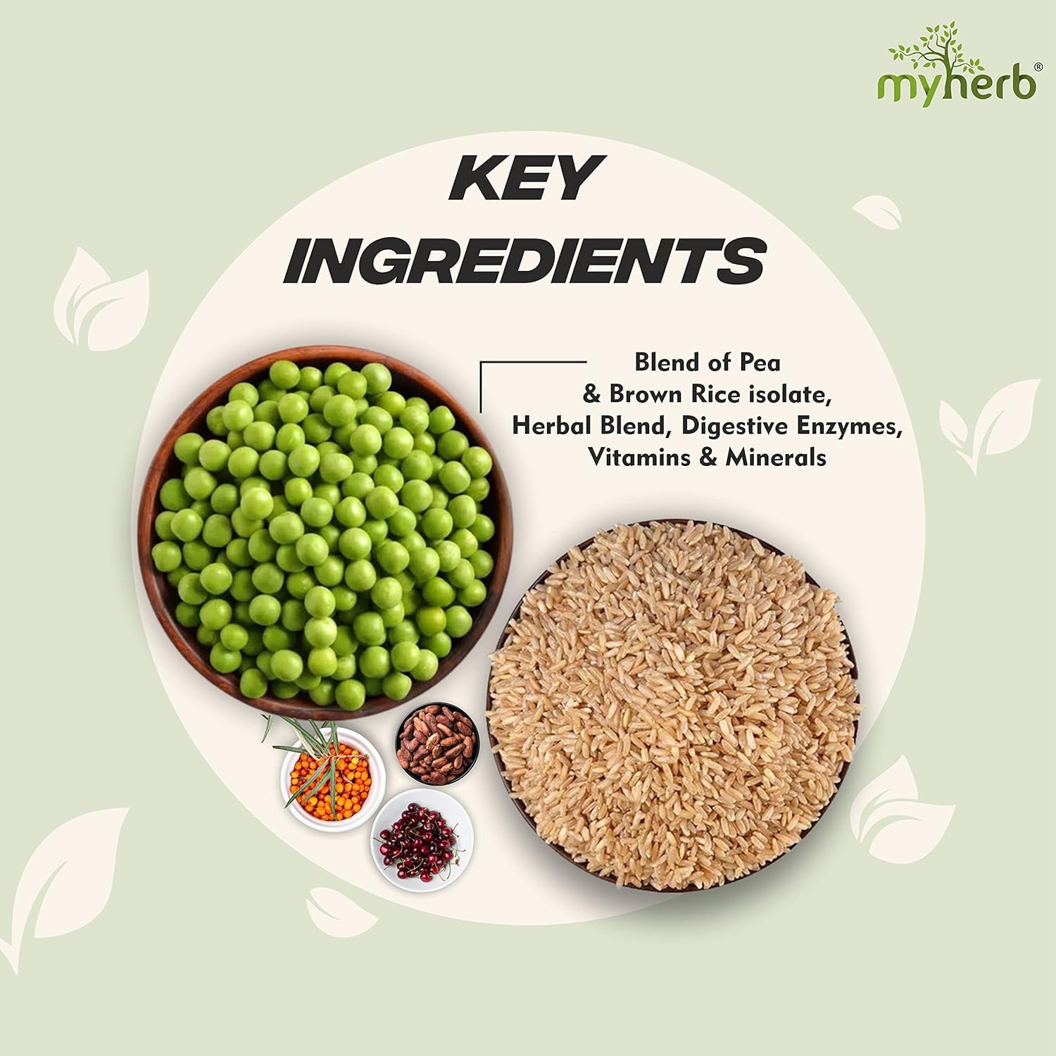 MYHERB Plant Protein Powder | Pea And Brown Rice Protein Powder | Vegan High Protein Powder | 27 gm Protien,21 Vital,6 gm BCCAs |Sugar Free|For Men,Women Alphonso Mango Flvour- 500 Gm — Amazon image 3