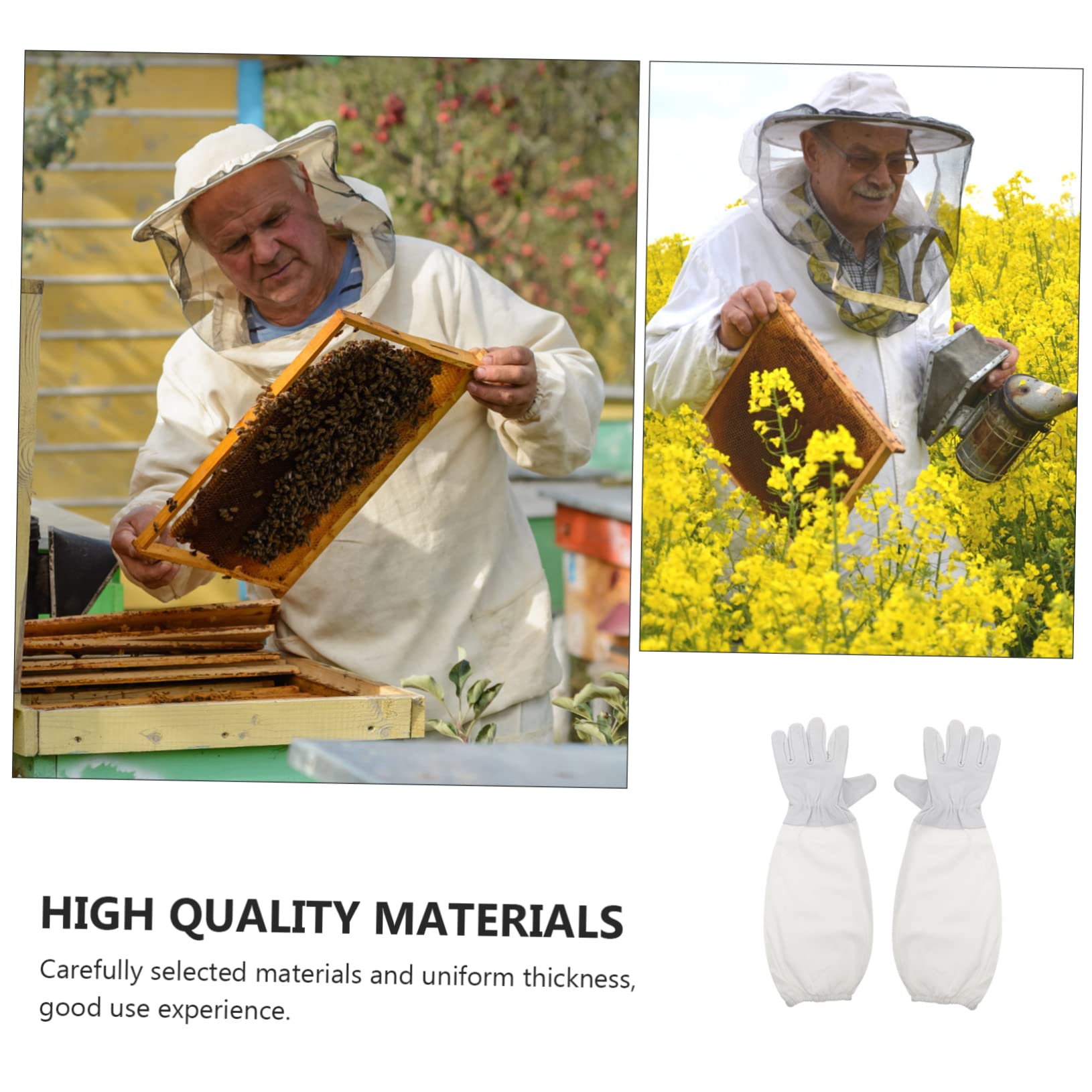 UKCOCO 3 Pares Guantes de Apicultura Resistentes al Guantes Largos de Seguridad para Apicultores Protección Eficaz contra y Abejas Profesional y Duradero