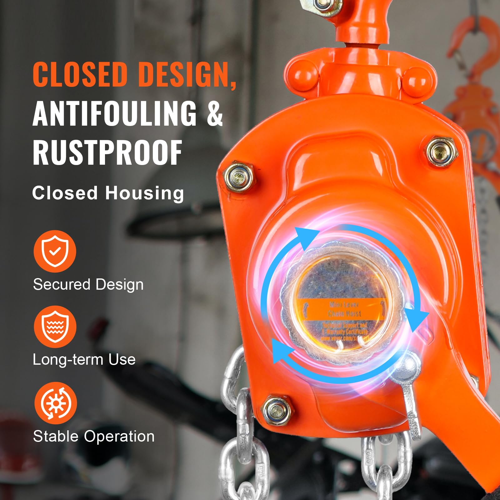 Happybuy Manual Lever Chain Hoist, 1/2 Ton 1100 lbs Capacity, 10 FT Come Along, G80 Galvanized Carbon Steel with Weston Double-Pawl Brake, Auto Chain Leading & 360° Rotation Hook.