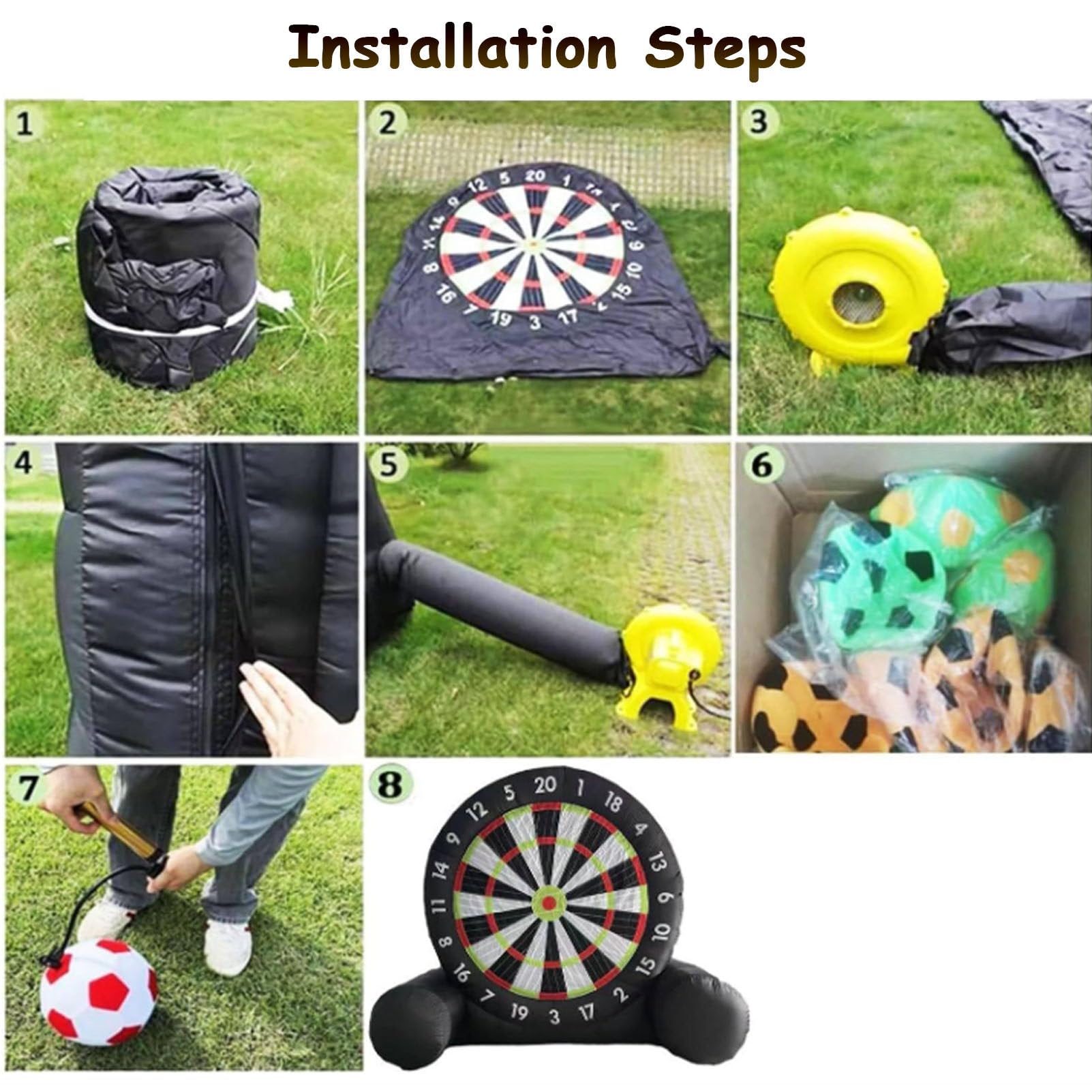 Diana de fútbol profesional para exteriores, diana inflable de alta adherencia con soplador de 370 W y 8 bolas, juego de dardos gigante para patios y fiestas, juego deportivo impermeable,3m