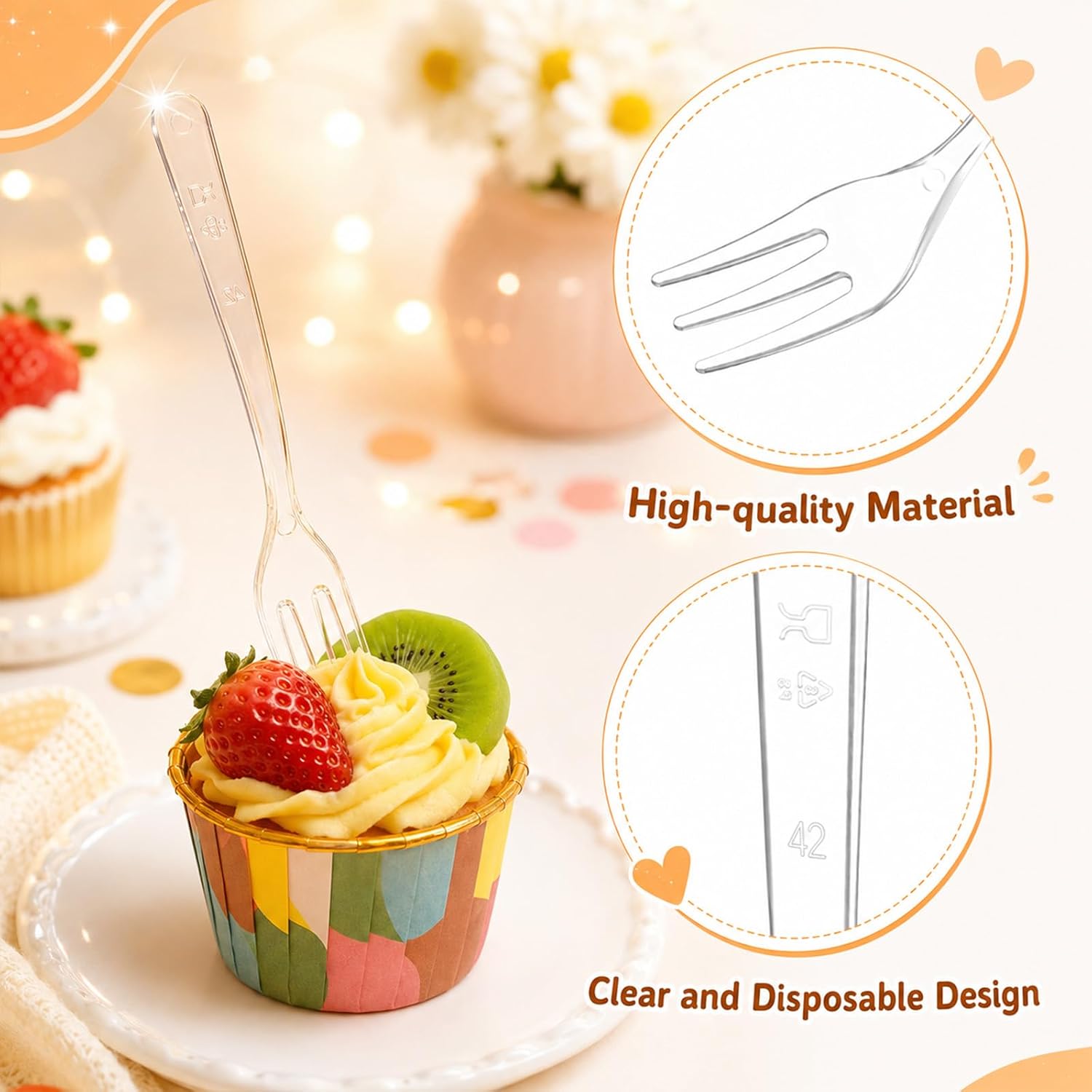 SHENLIU 1000 Pcs Plastic Mini Forks, 3.7 x 0.6 Inch Tiny Clear Plastic Fork