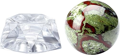 Miniatura 3 de Jovivi Figura de escultura de esfera de adivinación natural de 1.575 in de jaspe de sangre de dragón natural con soporte acrílico