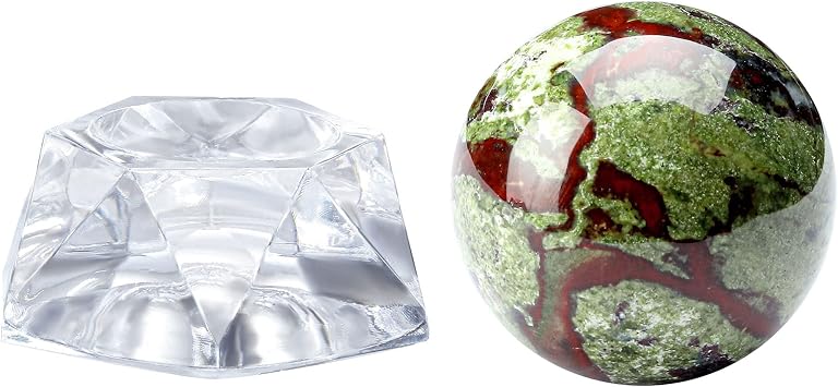 Jovivi 40mm Natural Dragon Blood Jasper Healing Crystal Gemstone Ball Divination Sphere Sculpture Figurine with Acrylic Stand