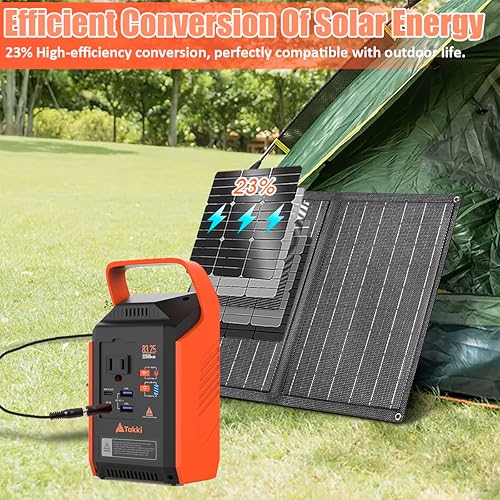 Miniatura 4 de Takki Generador solar de pico de 120 W con panel de 21 W, estación de energía portátil de 83 Wh, banco de energía solar con salida de CA de 110 V