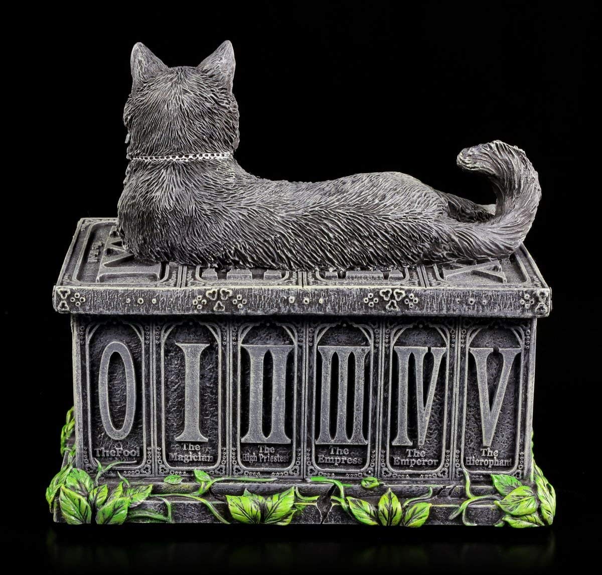 Tarotkarten Schatulle mit schwarzer Katze | Tarot Box Dose Aufbewahrung Schale Gothic Fantasy Figur