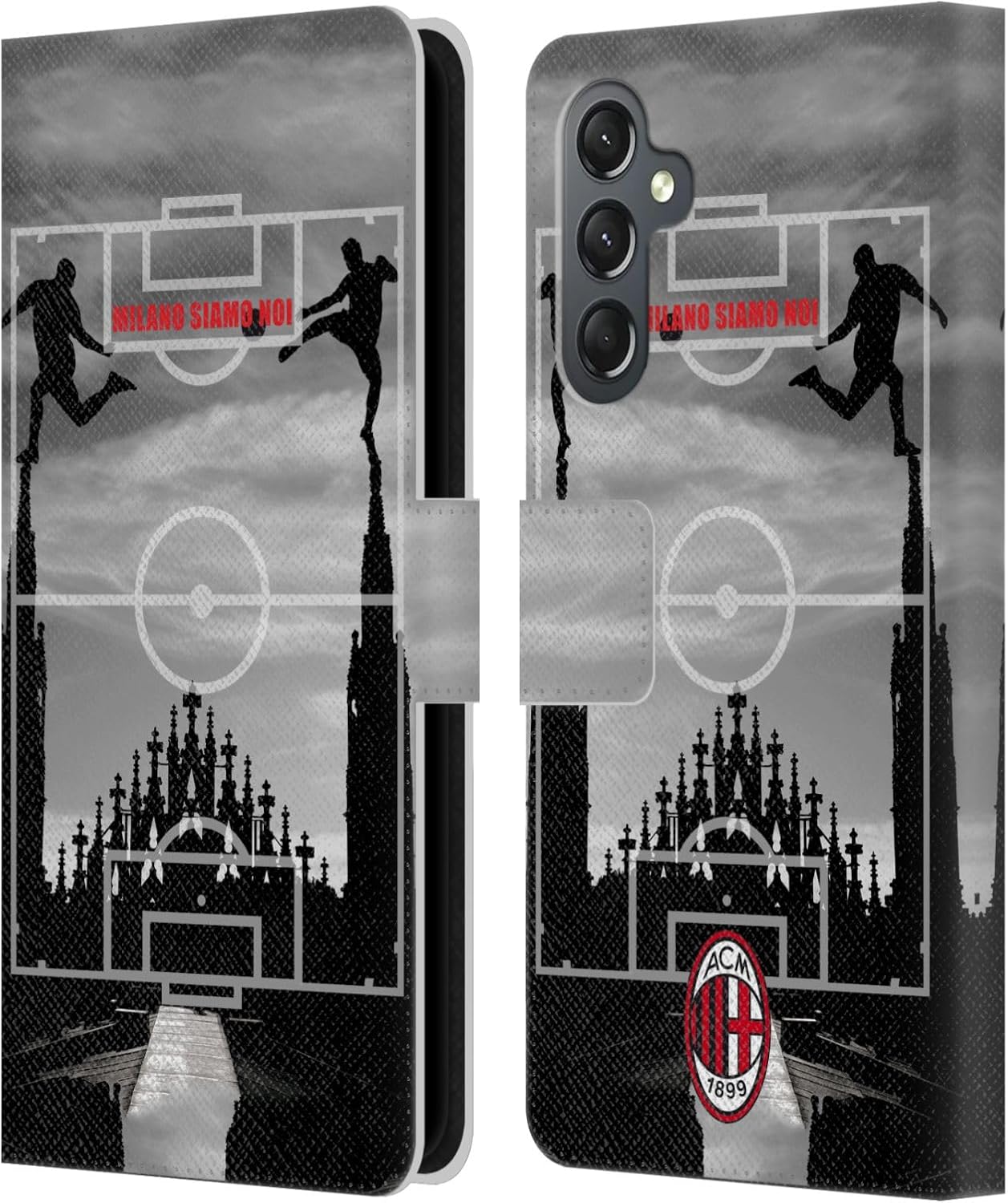 Head Case Designs Officially Licensed AC Milan Milano Siamo NOI 3 Adults Leather Wallet Case Compatible with Samsung Galaxy A25 5G