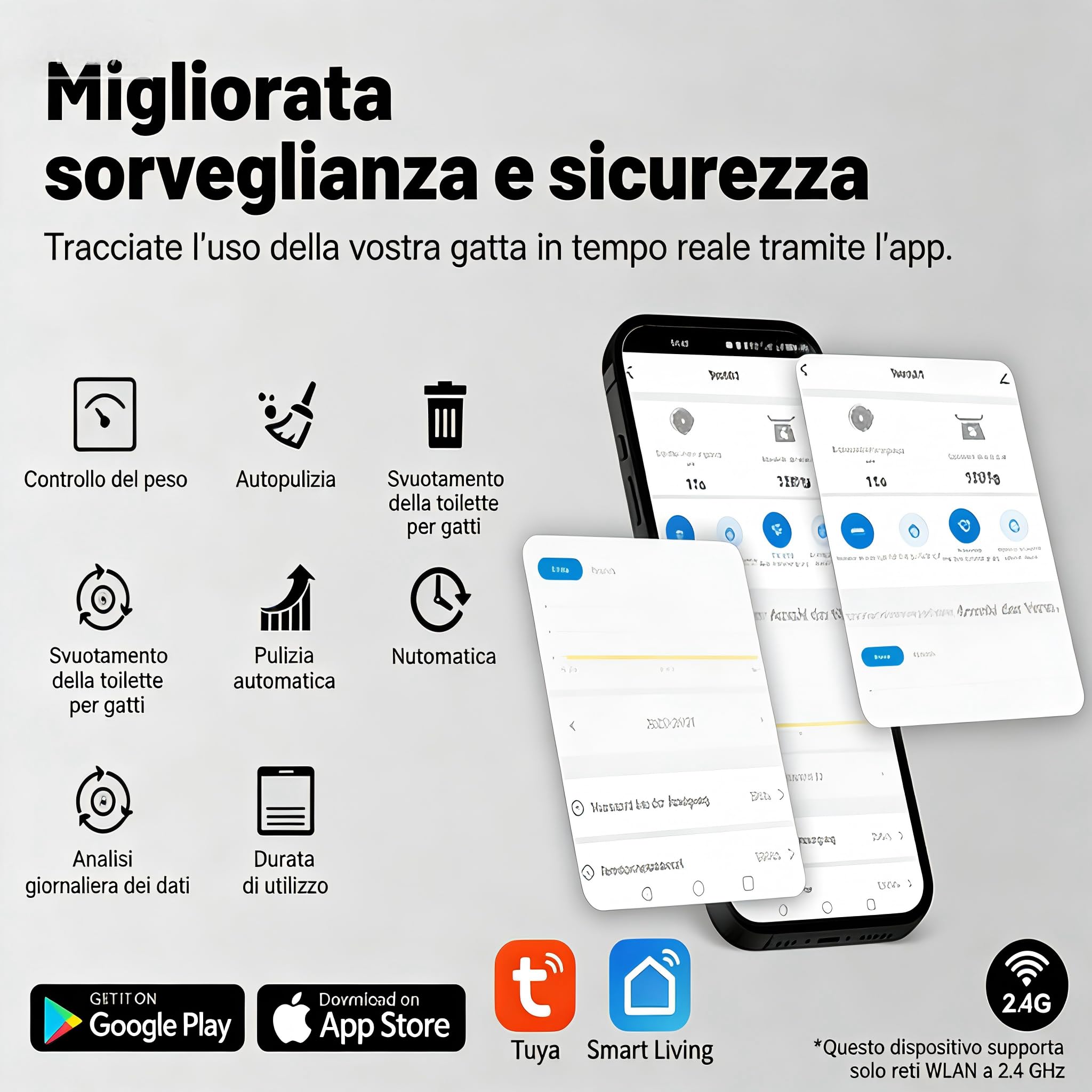 Samoczyszcząca żwirek z aplikacją, automatyczna żwirek dla kota, monitorowanie zdrowia (waga i użytkowanie) i zdalne sterowanie, elektryczne łóżko dla kota z matą dla kota, Petkit