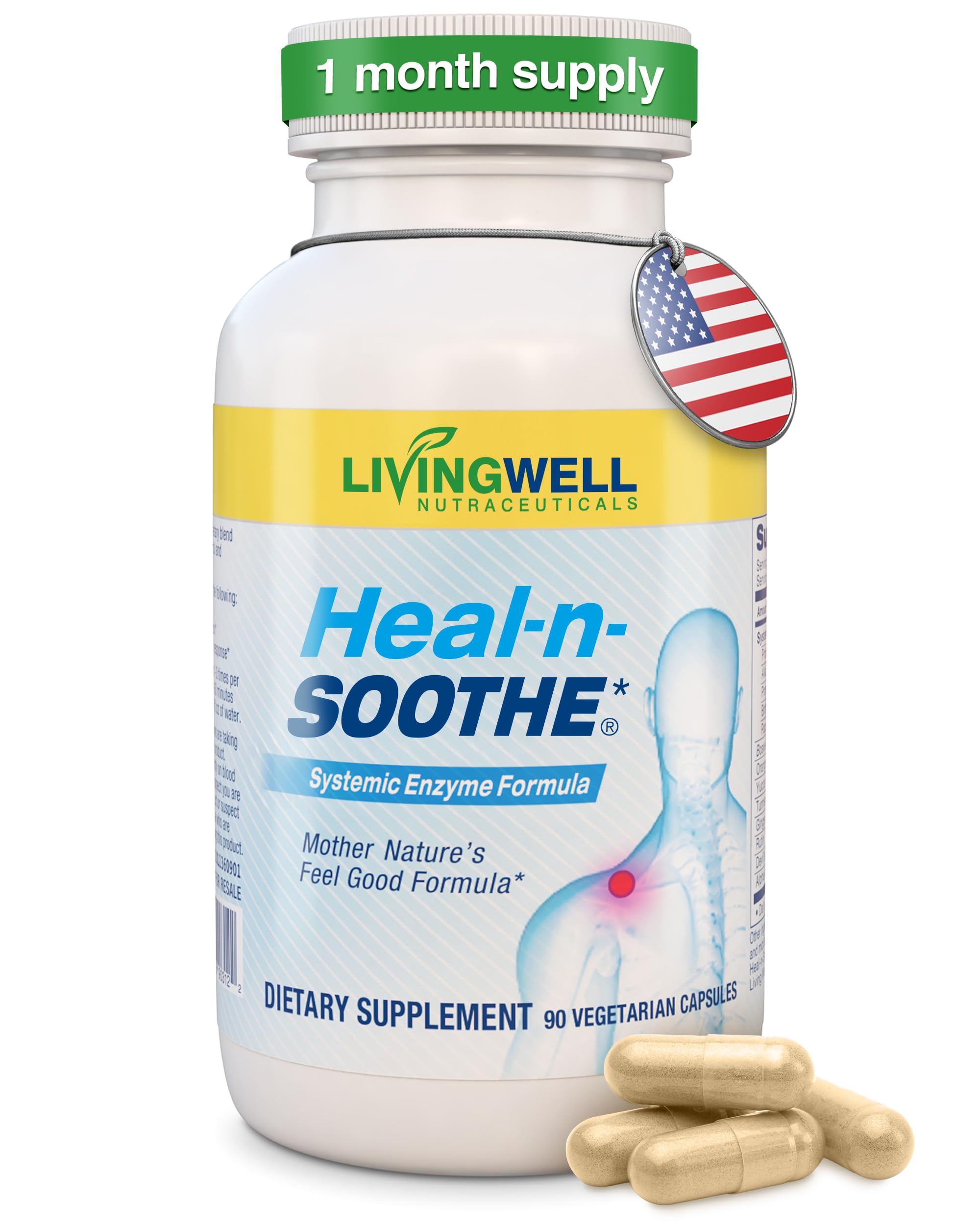 HEAL-N-SOOTHE Anti Inflammatory Supplement Proteolytic Enzyme - Natural Joint Supplement for Inflammation Joint Relief 90 Count for Men and Women