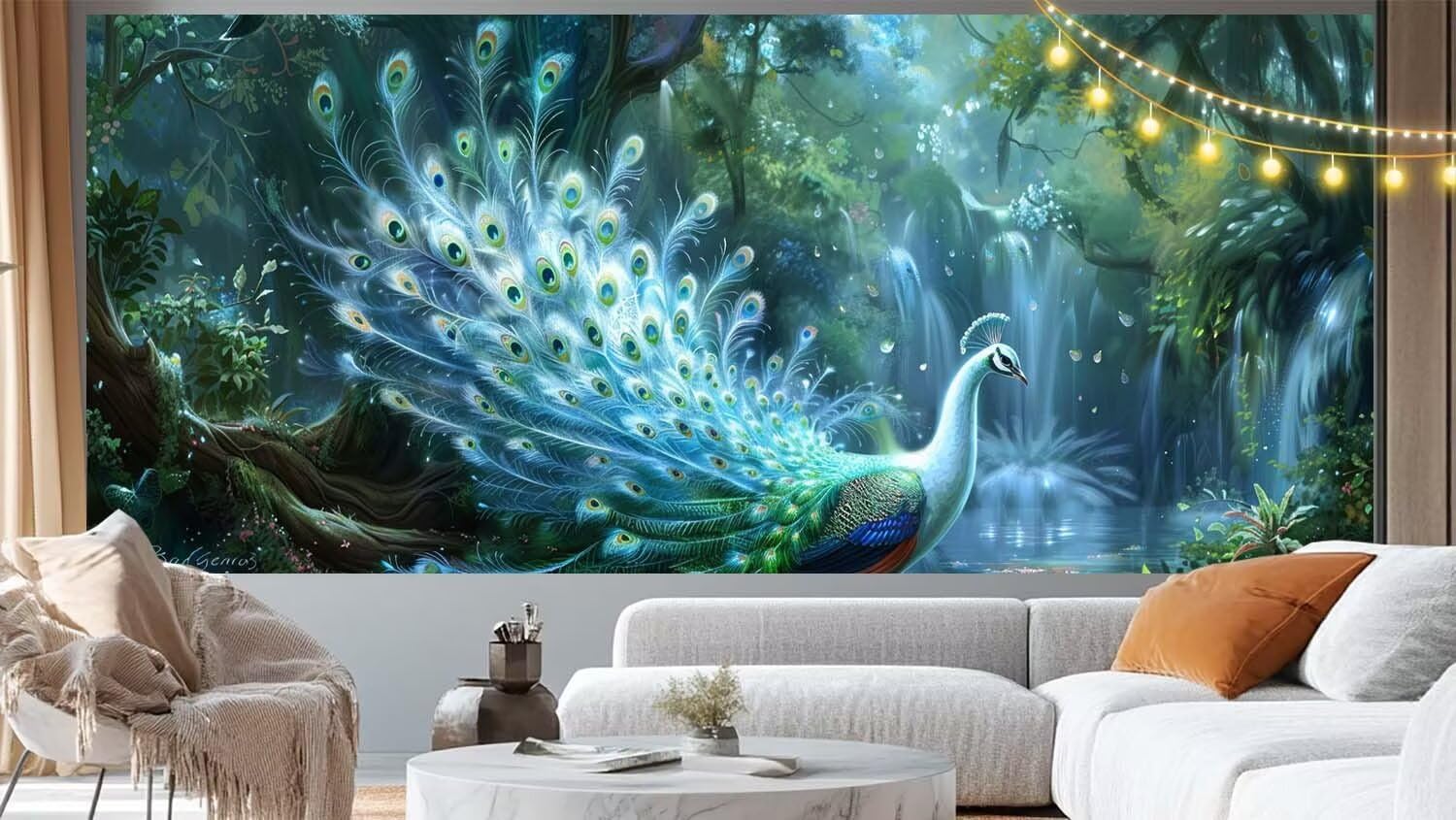 Diamentowe malowanie dla dorosłych duży rozmiar 220 x 80 cm, diamentowe malowanie paw malowanie diamentowe, haft diamentowy pełny zestaw 5D DIY kryształowe malarstwo ścieg krzyżykowy do dekoracji