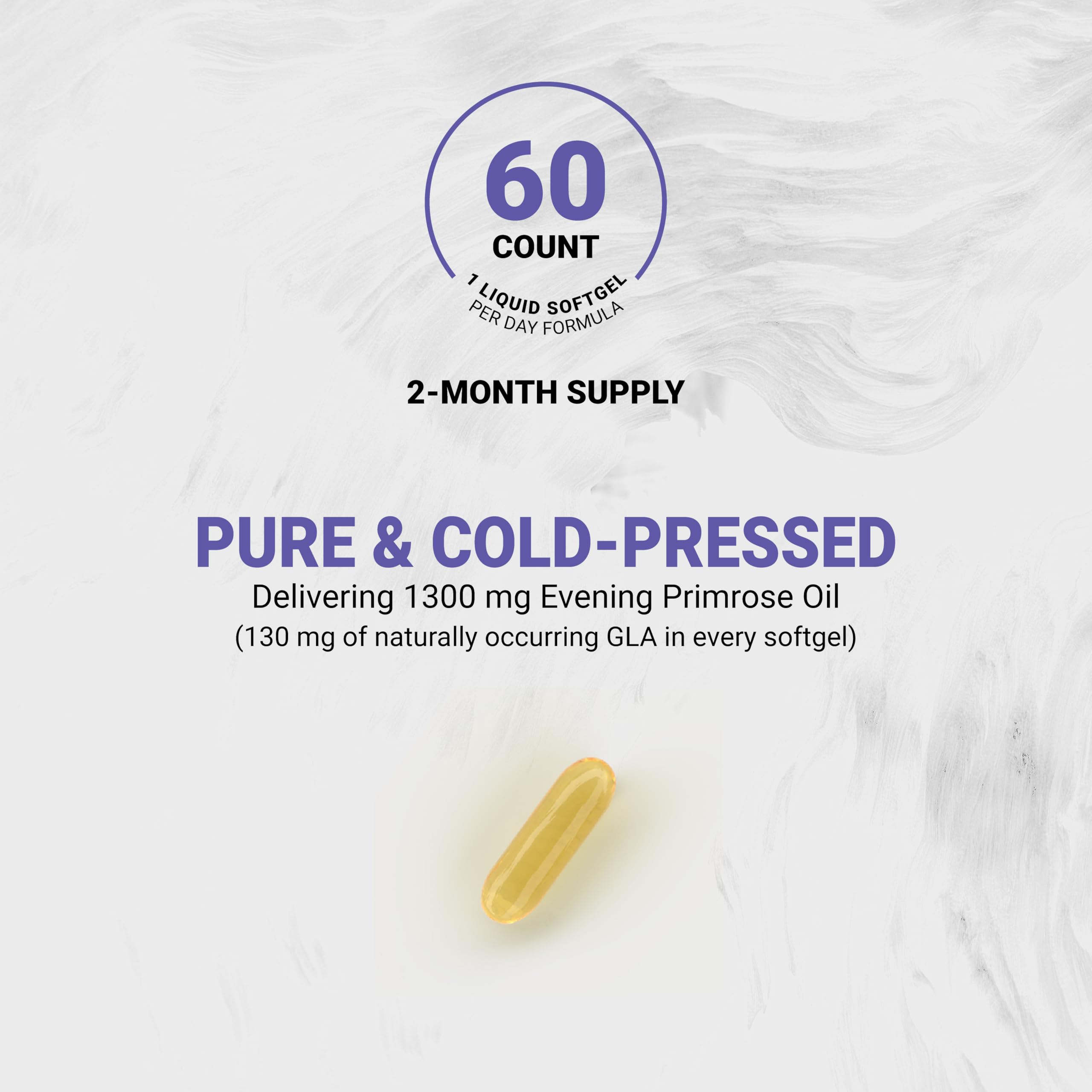 Naturalis Evening Primrose Oil (1300mg) | 100% Natural from New Zealand | Non-GMO, Soy & Gluten Free, Zero Filler | 60 Softgels