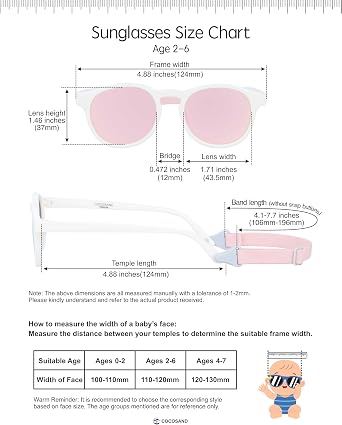 Polarized Baby Toddler Kids Sunglasses with Adjustable Strap | Flexible Round Frame, For Newborn Infant Kids Boy Girl Age 0-2 & 2-6 Years Old