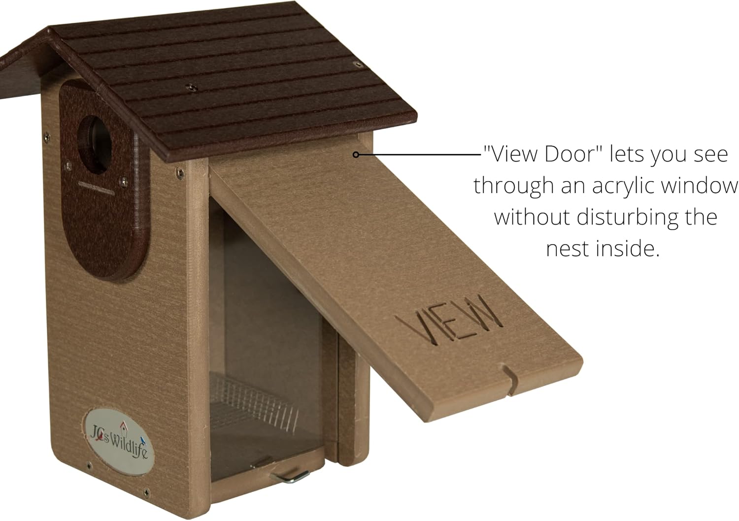 JCs Wildlife Ultimate Eastern and Western Bluebird House with Universal Mounting Pole Kit - Garden Birdhouse and Pole Combo (Brown and Brown)