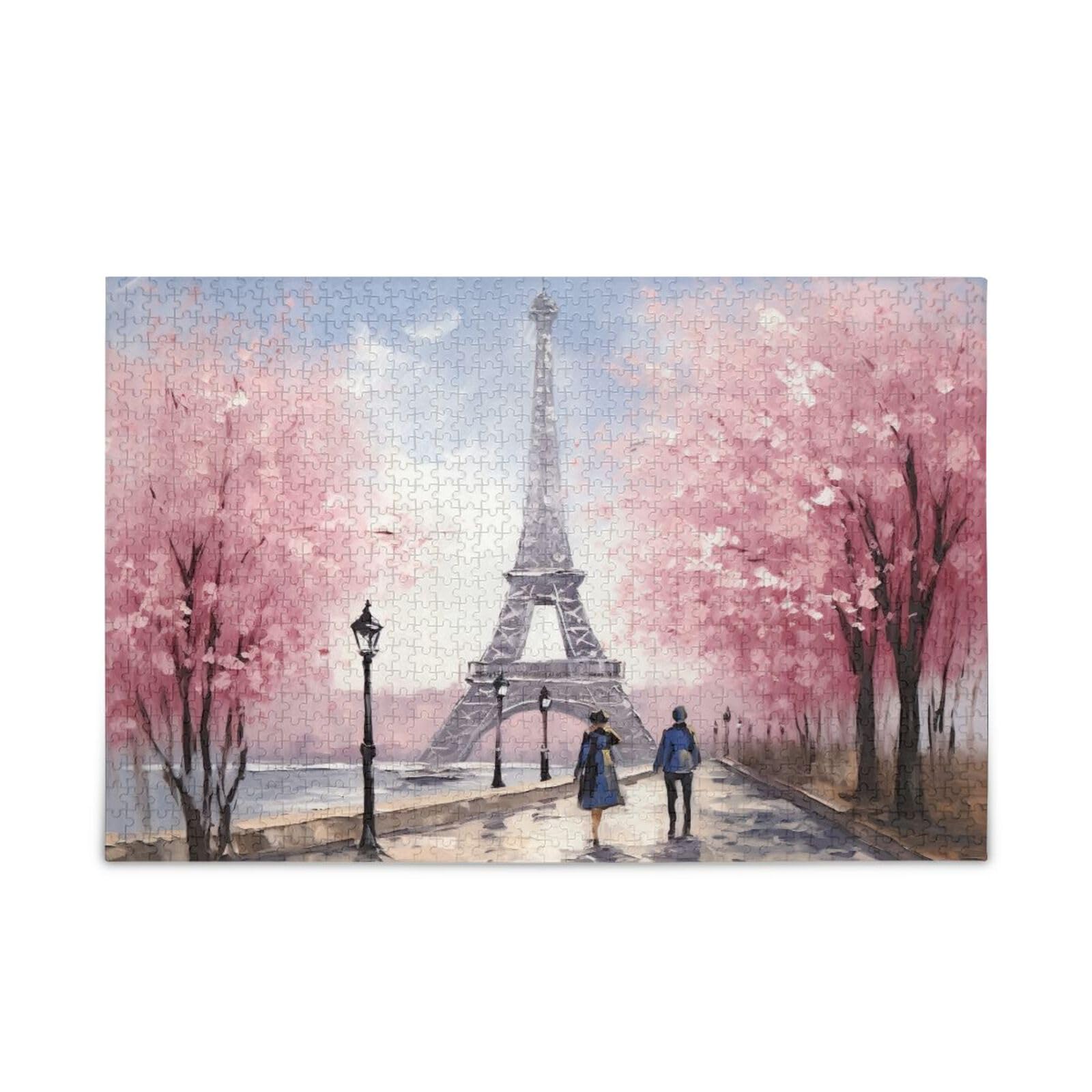 Kigai Eiffel Tower Painting 500 Pieces Jigsaw Puzzle for Kids Teens Adults Family 20.5 x 14.9in