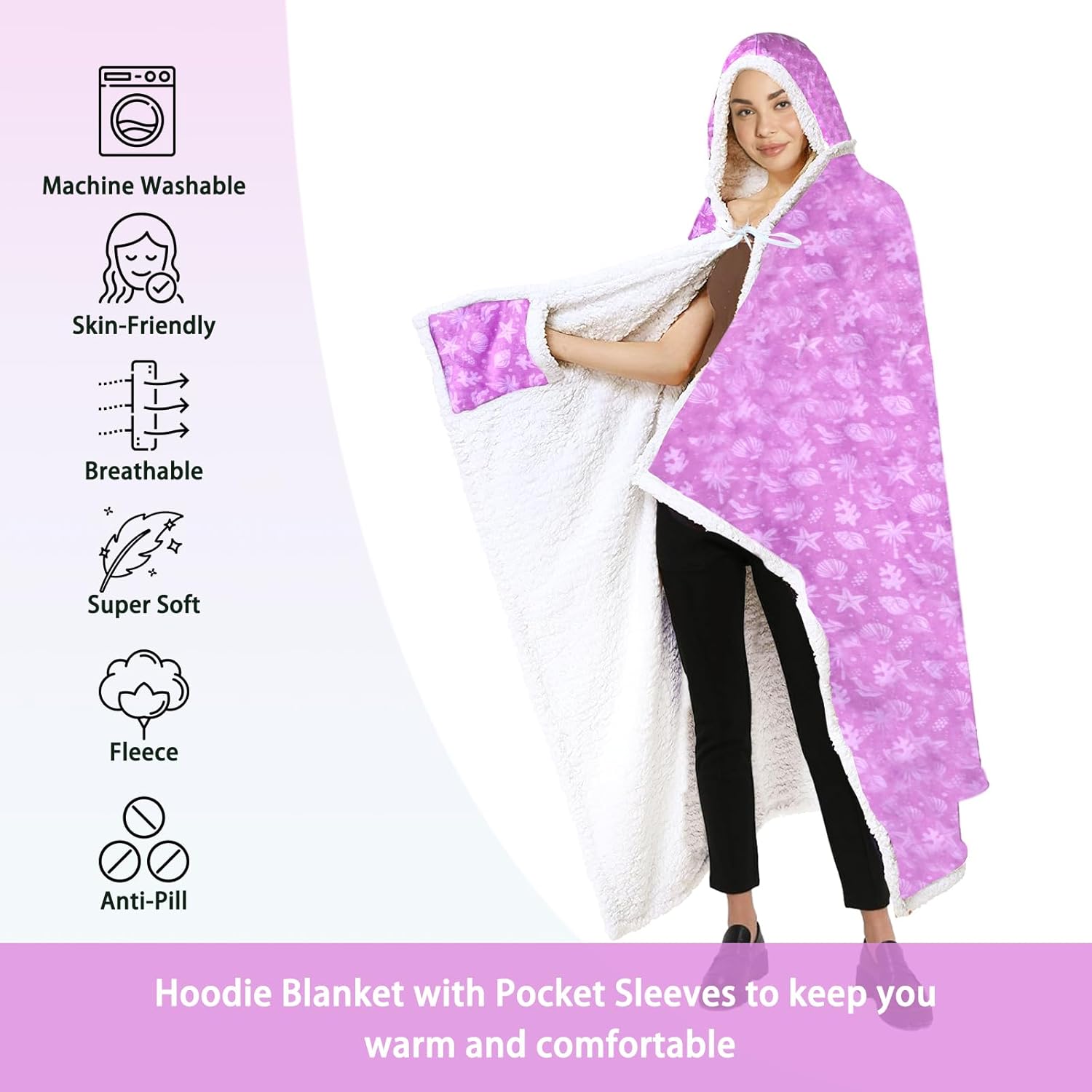 Strawberry Hoodie Blanket for Women Adult - Pink Blanket Hoodie Sweatshirt - Christmas Birthday Gifts for Women