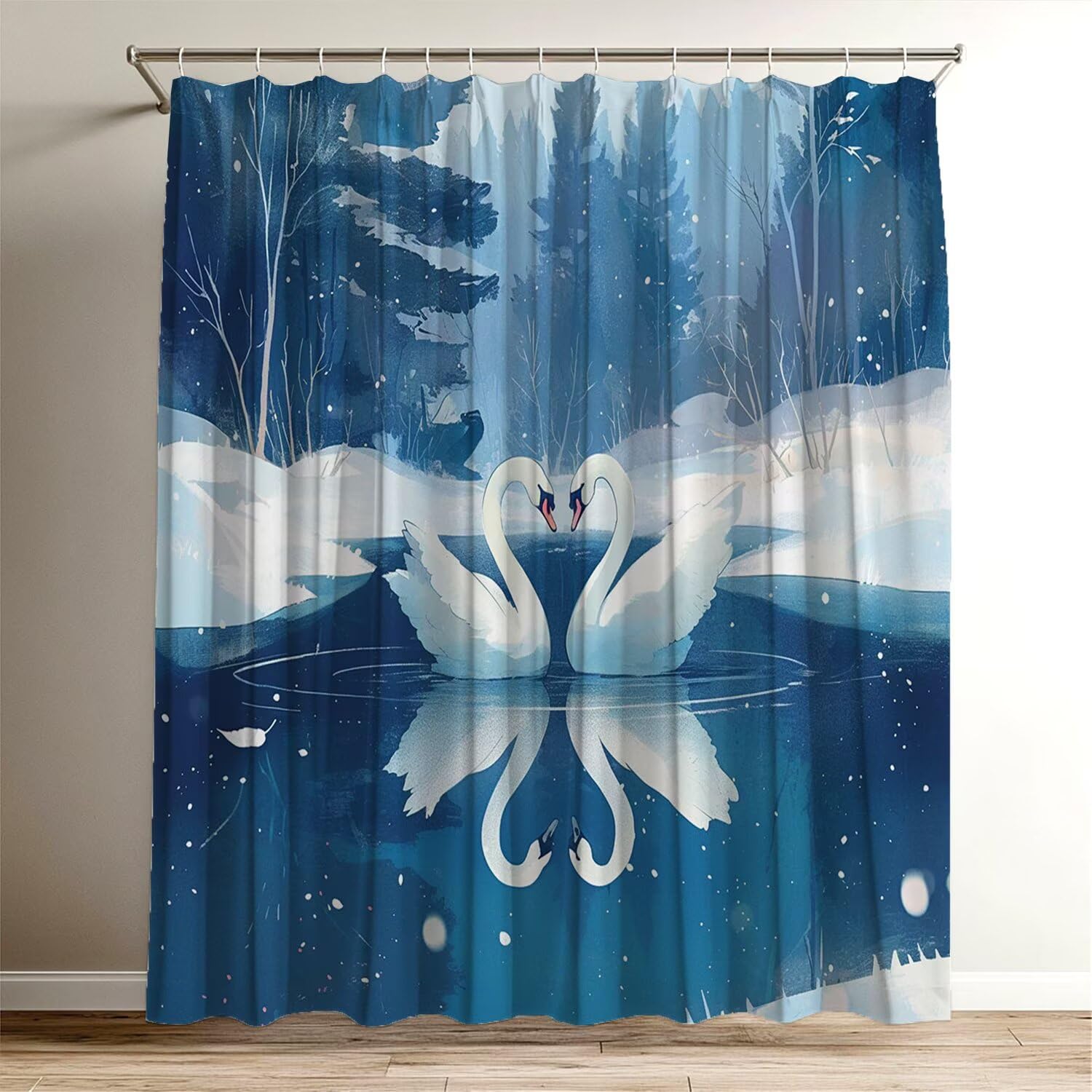 Shower curtain cygne 100x120 cm rideau de douche polyester imprimé imperméable Wy-191