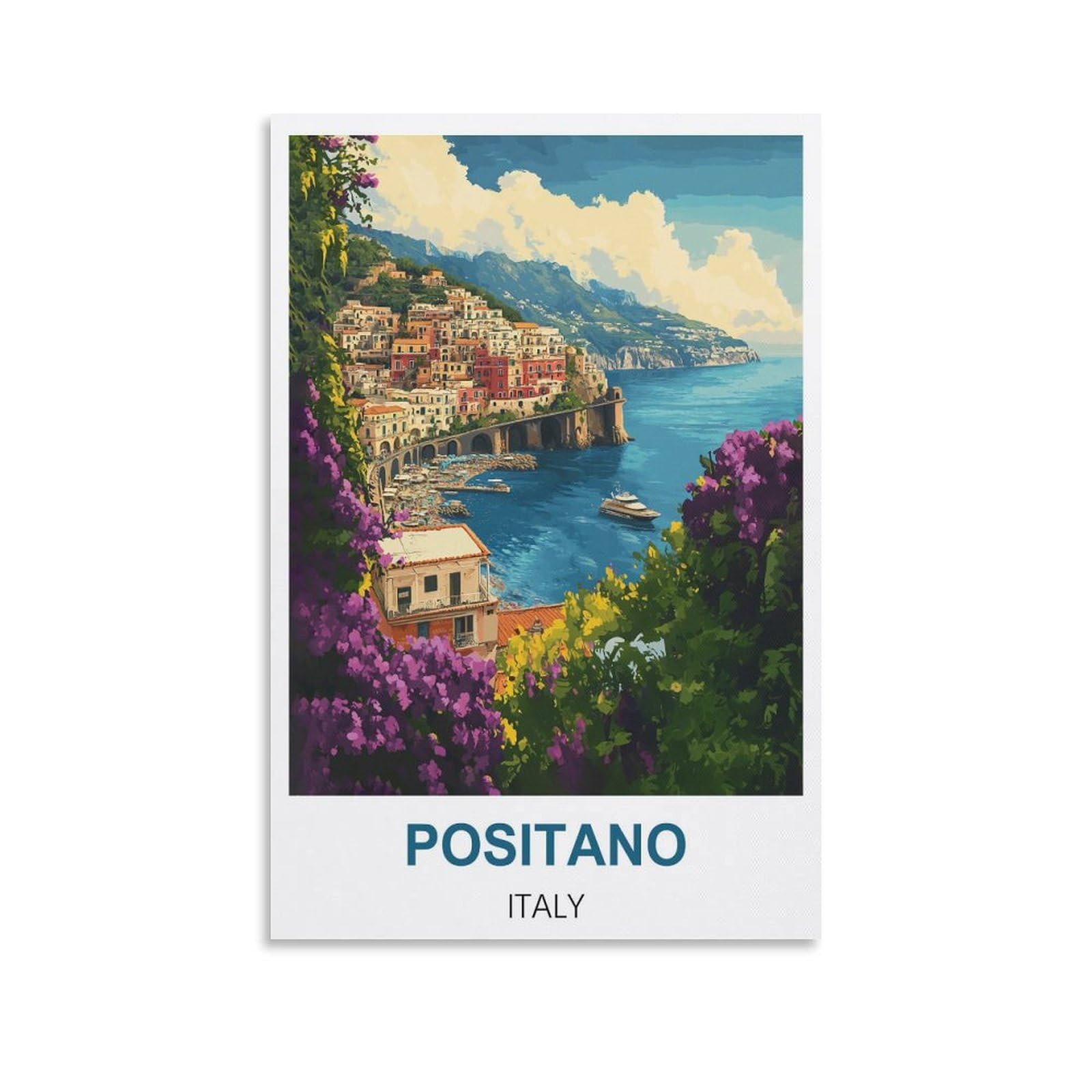 Nhgeqaa Unframe-Style Positano Italy Vintage Travel Posters 16X24inch(40X60cm) Canvas Wall Art Print Picture