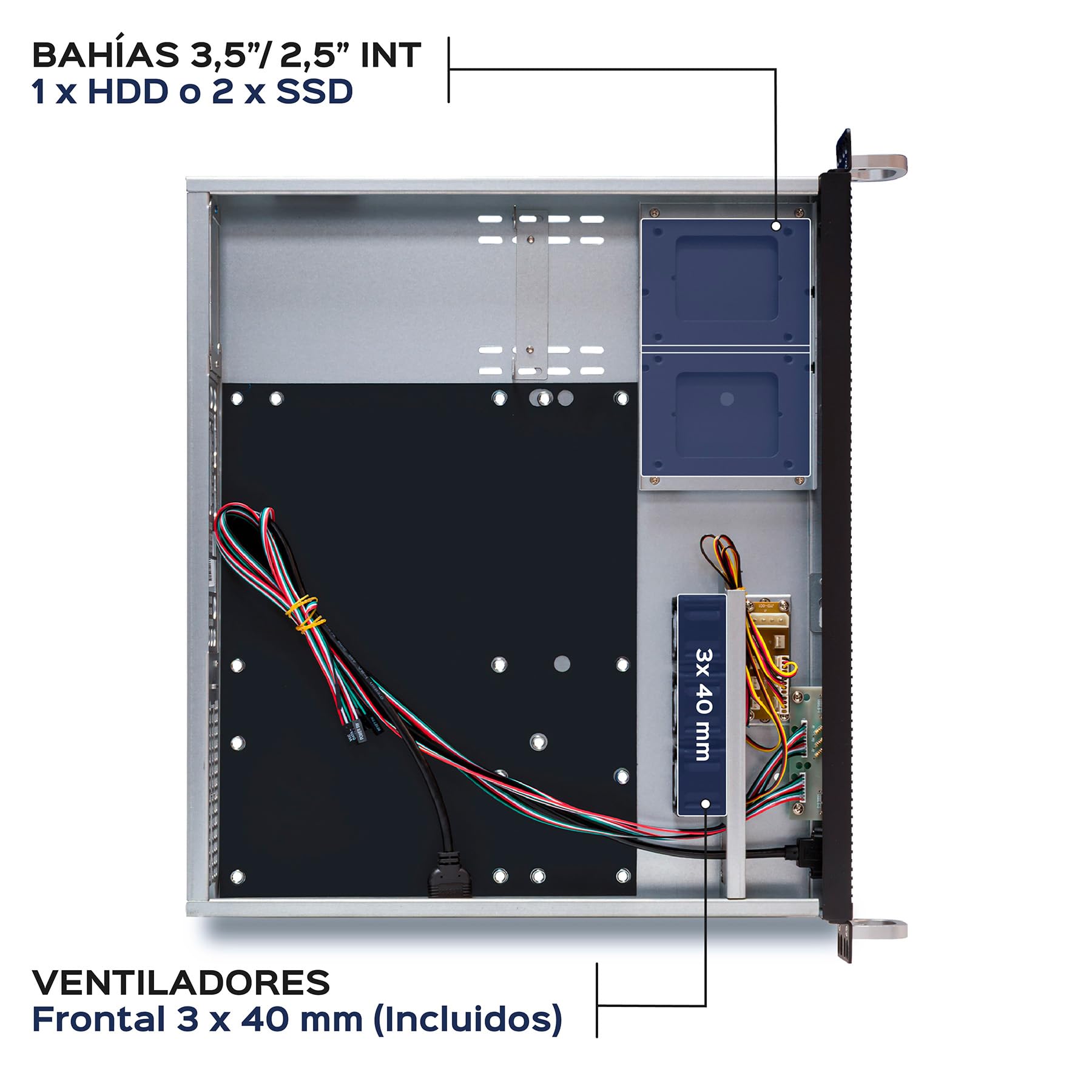 UNYKAch Chasis Rack 1U 19" UK1029, 430x380x45mm | Caja con Filtro Anti Polvo, 2 Puertos USB 2.0, 1 Puerto USB 3.0, 3 Ventiladores Doble Bola 40mm