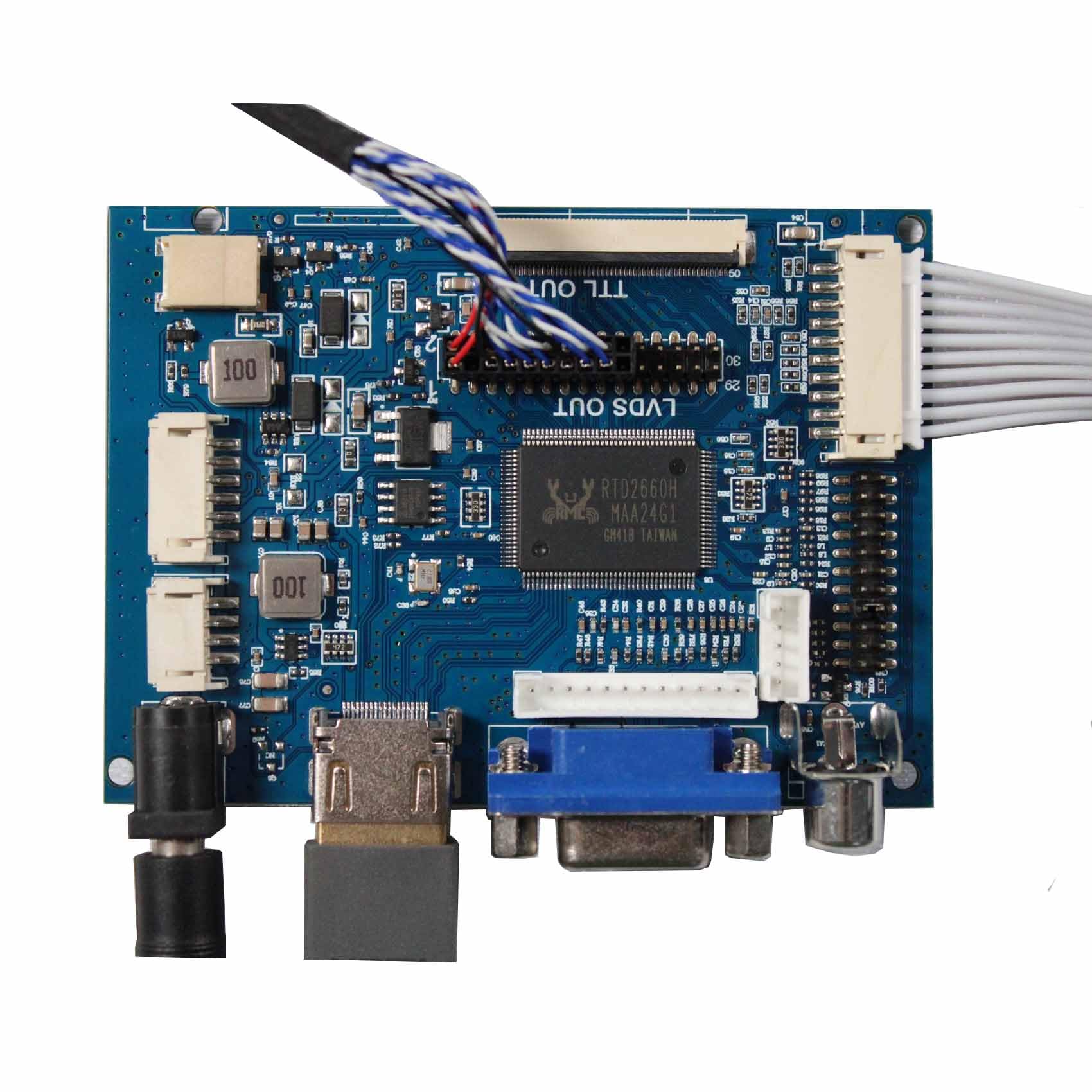 VSDISPLAY Pantalla LCD táctil de 7 pulgadas 1024 x 600 250 nits, con placa VGA H/D