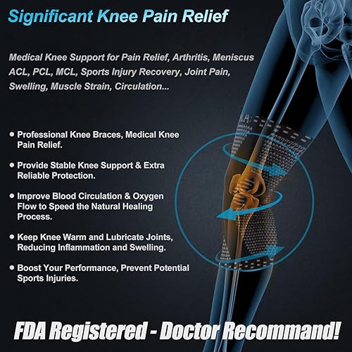 Miniatura 45 de NEENCA - Rodillera profesional de compresión, tecnología de punto horizontal, grado médico, para desgarro de menisco, ligamento anterior cruzado
