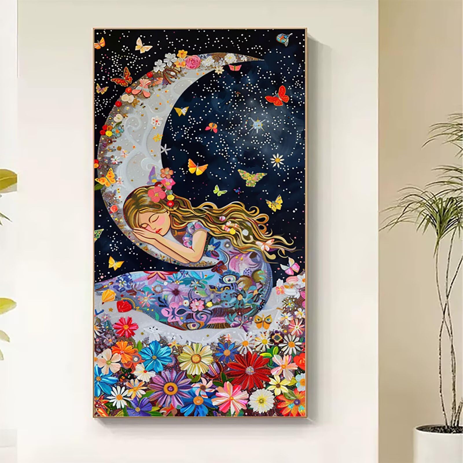 Dipingere con i Numeri Adulti Donna, Dipingere con i Numeri Fiore, Fai da te Paint by Numbers per Principianti, Hobby Creativi Adulti, Painting by Numbers per Decorazioni Casa Regalo 100x200cm X-5817