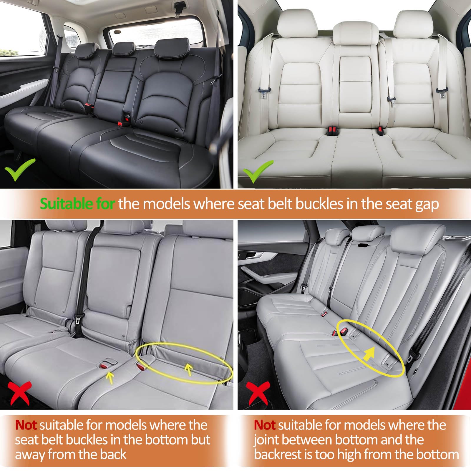ZATOOTO Coprisedili Posteriori Auto, 1PCS PU Pelle Impermeabile Copri Sedile Auto Tappetino Cuscino Protezione per Sedile Posteriore, Antiscivolo e Confortevole, Nero
