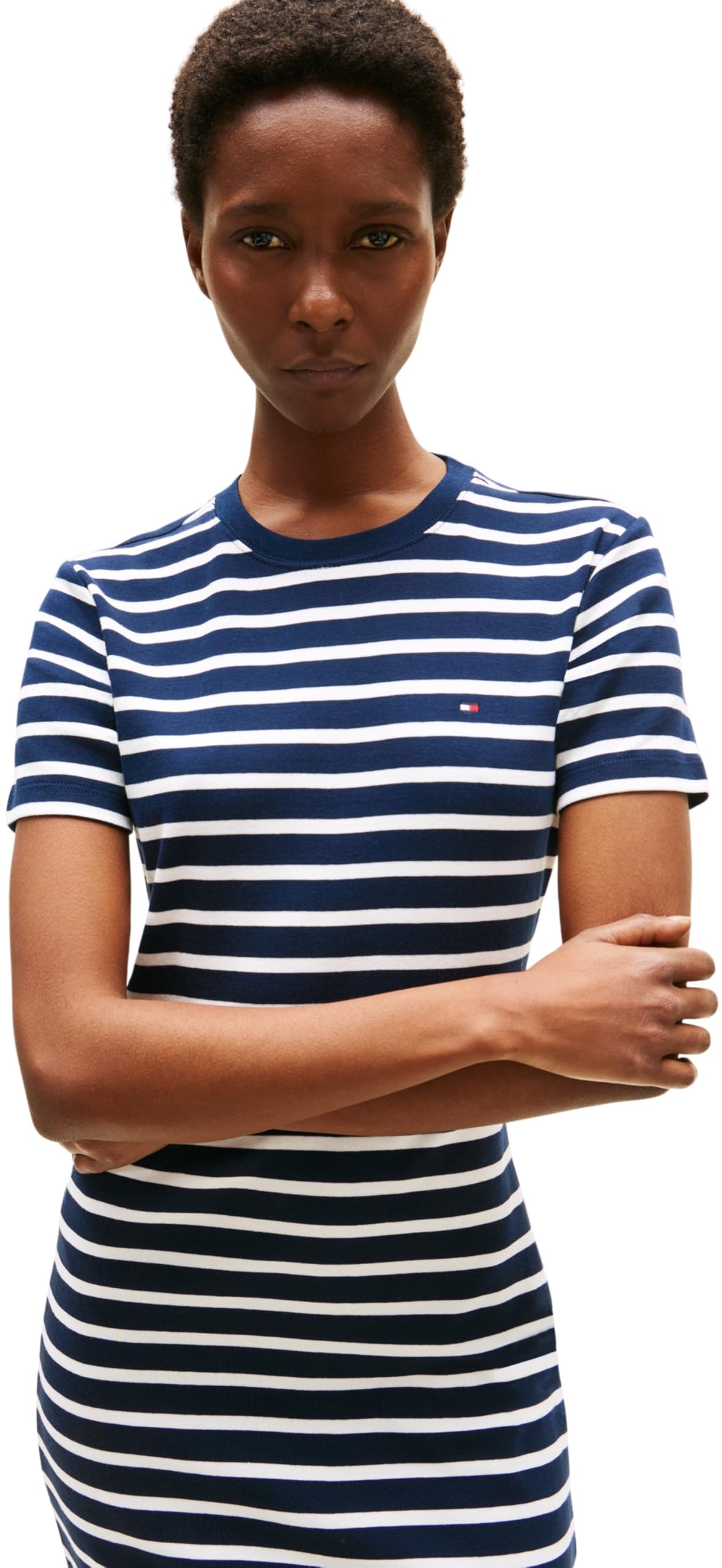 Tommy Hilfiger Damska nowa krótka bawełniana sukienka Cody Slim, Niebieski (Breton/Dark Night Navy/Ecu), M