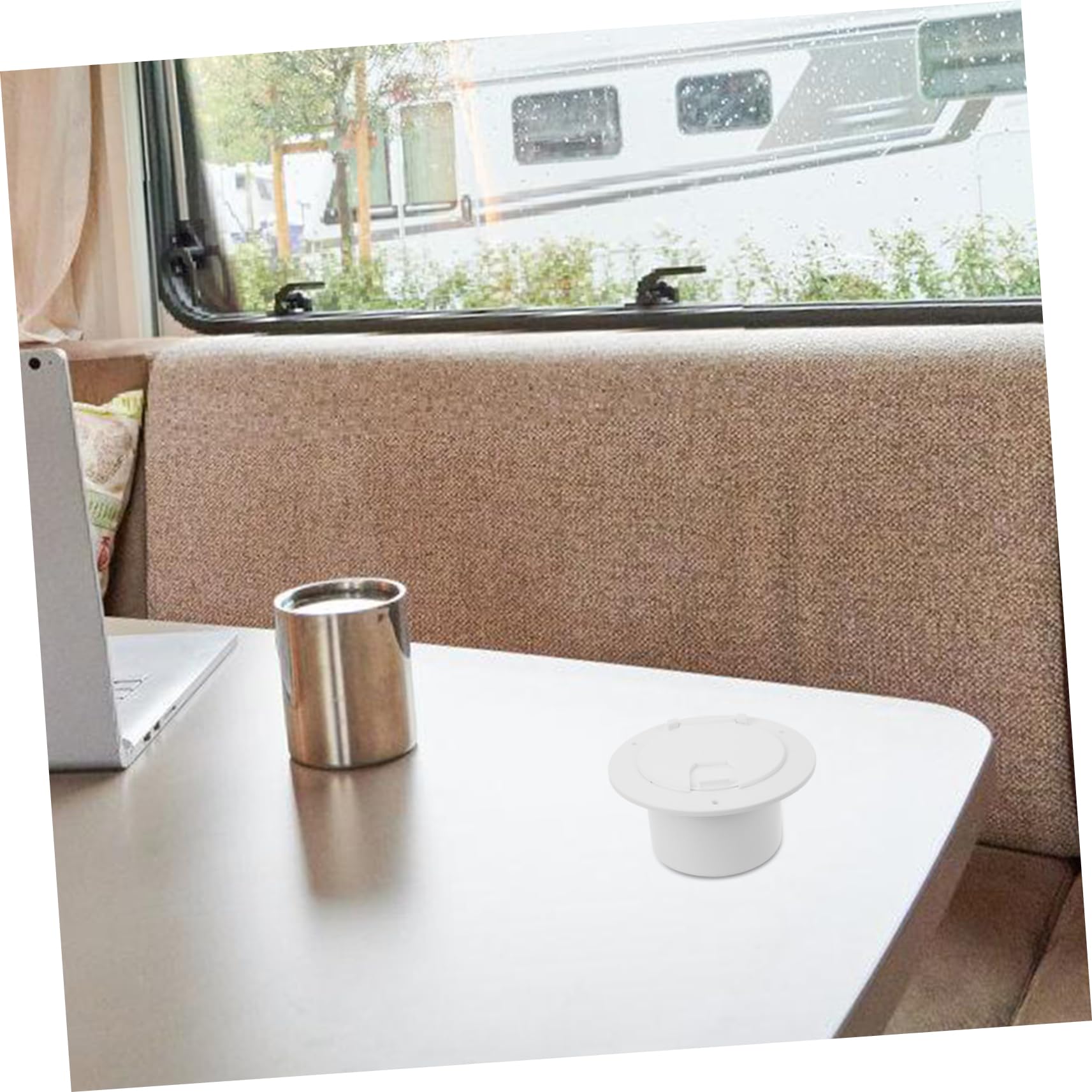 Hemobllo Portello per Cavi di Alimentazione per Camper in ABS Bianco Copertura Ribaltabile per Passaggio Cavi Accessorio Esterno in Veicoli Ricreazionali e Yacht