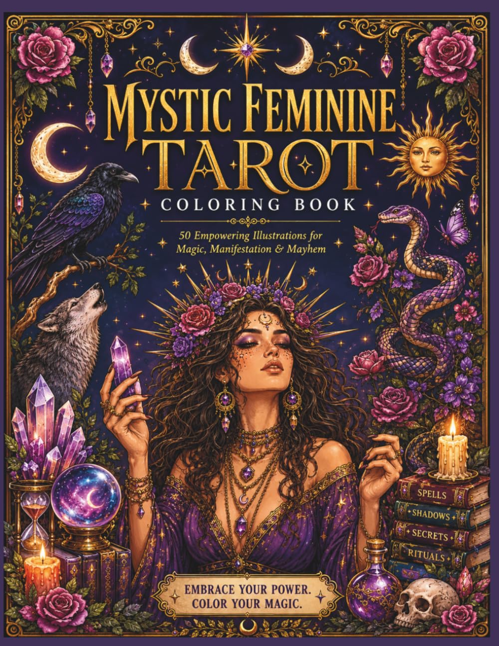 Mystic Feminine Tarot: Coloring Book