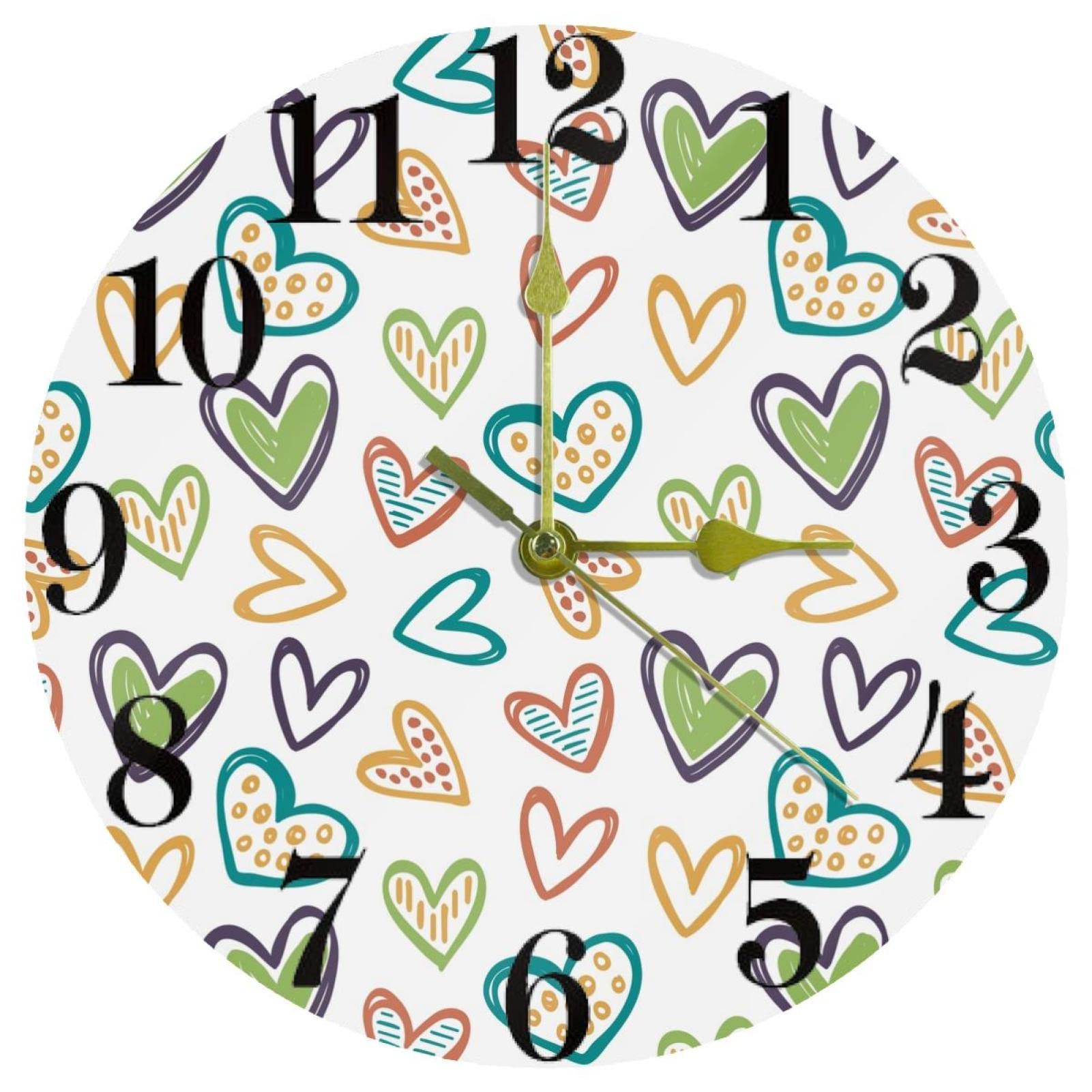 Horloge murale pour la maison à quartz avec motif cœur tendre 25cm