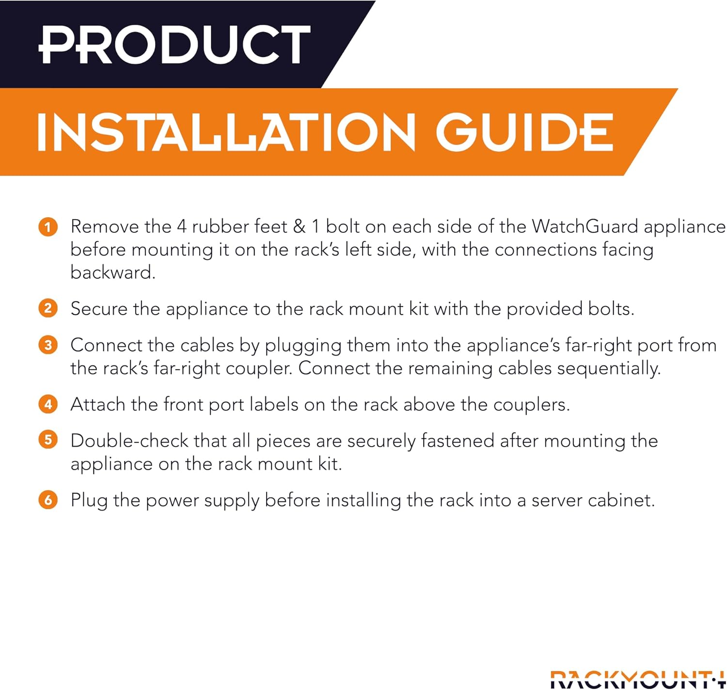 WatchGuard Firewall Industrial Rack Mount - 1U Server Rack Shelf with Easy Access Front Shielded Cable & Coupler, Properly Vented, Customized 19 Inch Rack - RM-WG-T6i by Rackmount.IT