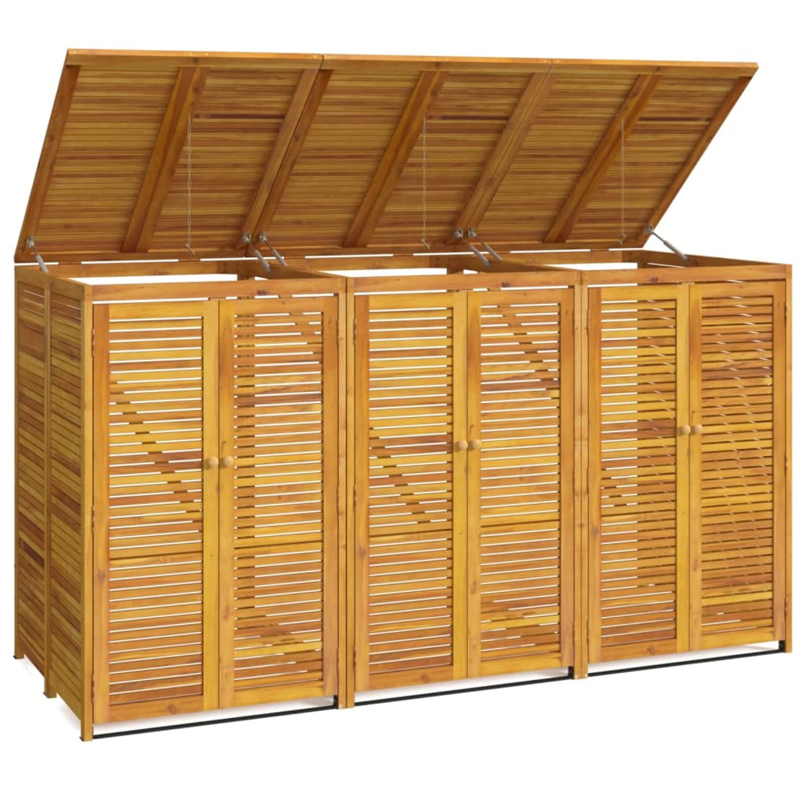 Mülltonnenbox 3 Tonnen Holz Mülltonnenbox 3er Mülltonnenverkleidung Mülltonnecontainer Mülltonnenbox Massivholz Akazie-3 Tonnen