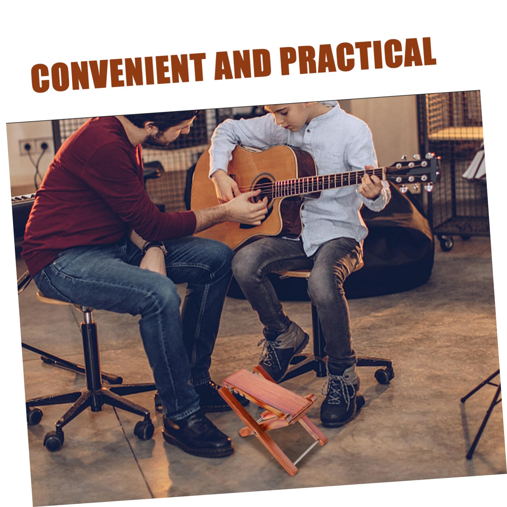 Abaodam Solid Wood Guitar Foot Stool 4 Height Adjustment for Acoustic Folk Guitar Players