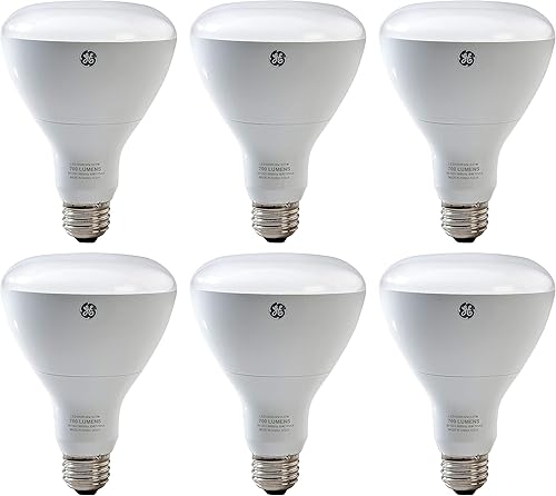 GE (caja de 6) 68161 reflector LED Flood BR30, 10 vatios, LED10DR30V830W blanco natural, 3000K, regulable, 10 vatios 700 lúmenes bombilla LED