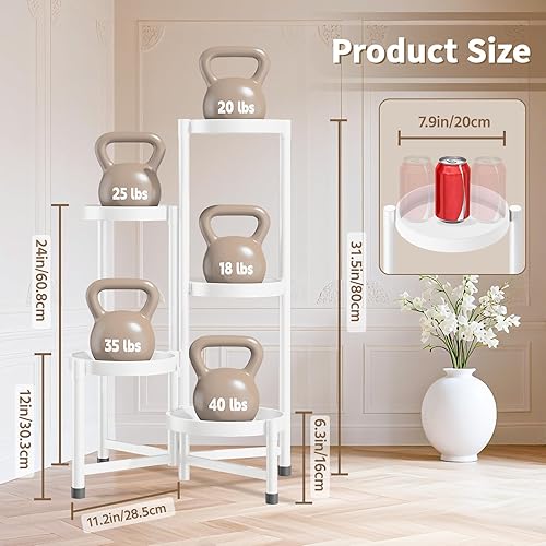 Miniatura 6 de LASZOLA Soporte plegable para plantas de interior de 5 niveles para múltiples macetas grandes, estante ajustable alto y resistente con bandeja de 10