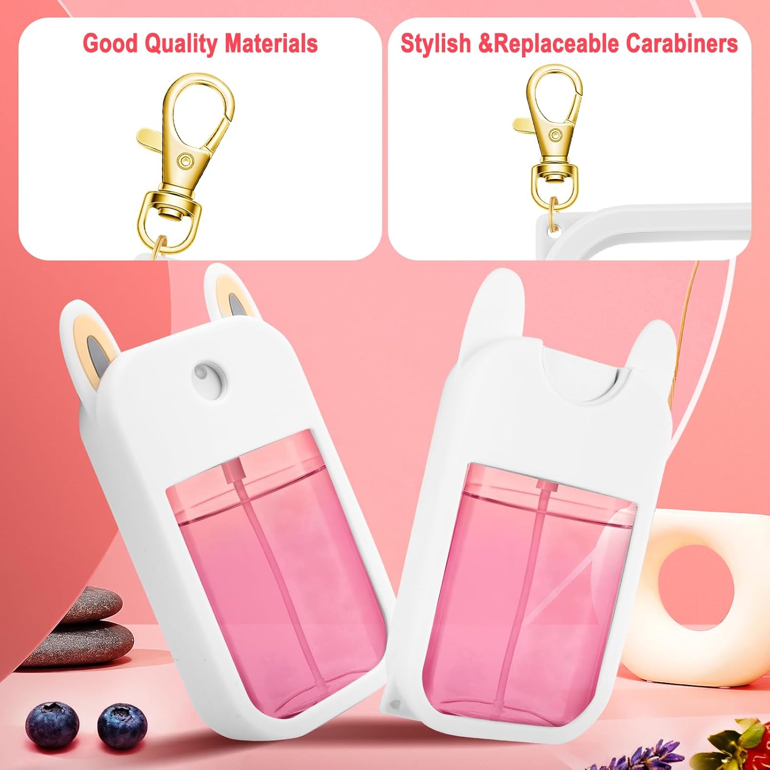 4Pcs Silicone Case Compatible with Touchland Hand Sanitizer Spray Holder Portable Protective Case with Keychain Cute Stylish Hand Sanitizer Spray Accessory for Power Mist and Glow Mist 1 Fl Oz - Image 2