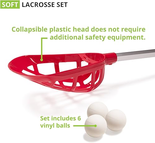 Miniatura 3 de Champion Sports Soft Lacrosse Set: Equipo de entrenamiento para niños, niñas, niños, jóvenes y atletas aficionados - 12 palos de aluminio y 6 bolas