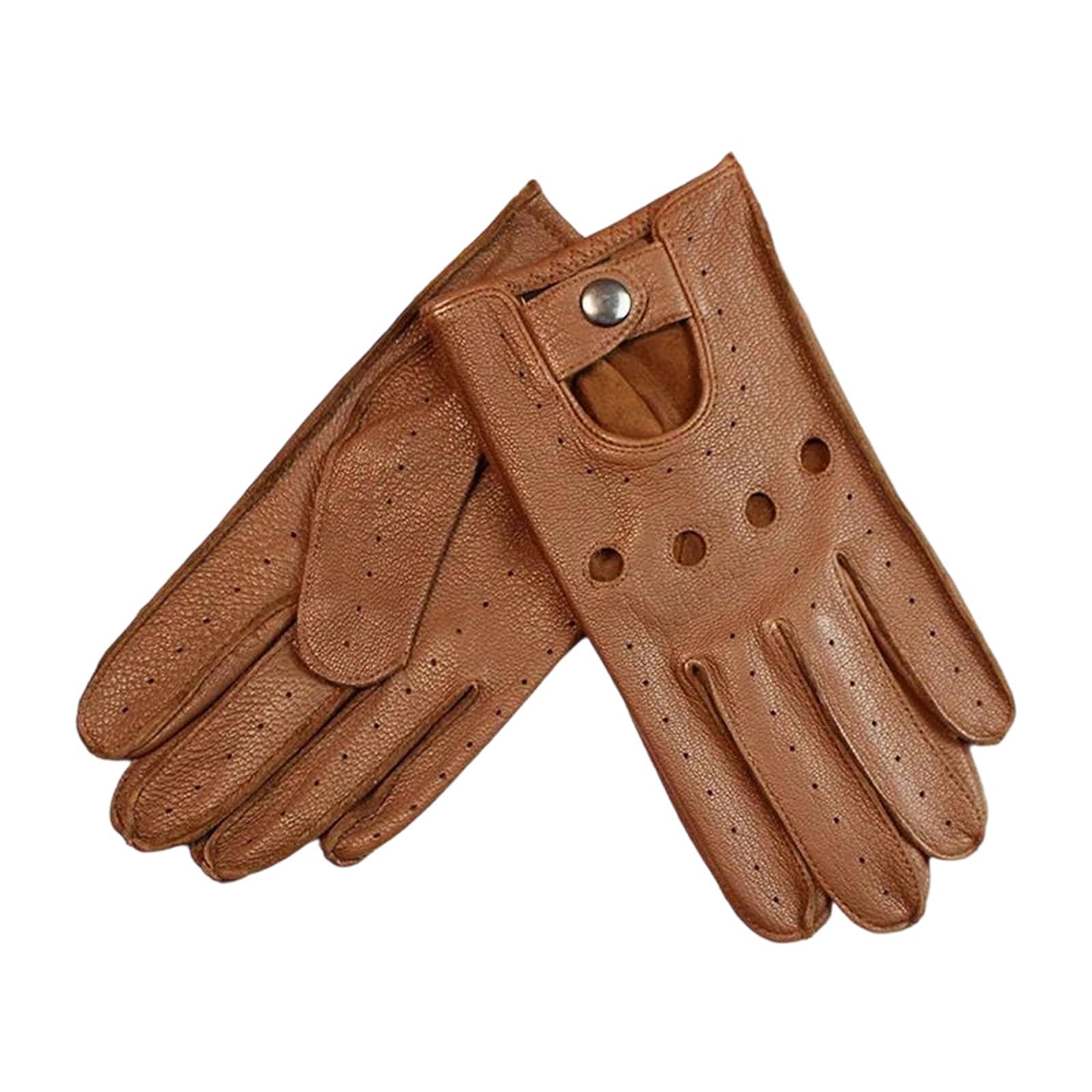 Guanti da guida estivi da uomo, in pelle, con dita intere, sottili, cavi, senza fodera, for motociclisti