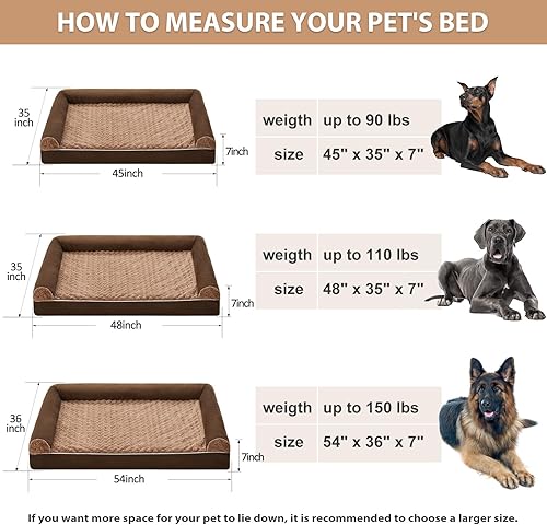Vista 59 de BFPETHOME - Camas ortopédicas para perros grandes, cama para perros medianos y grandes, sofá impermeable para mascotas con funda extraíble y lavable