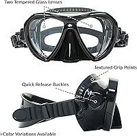 Vista 4 de EVO Abaco - Máscara de buceo, falda y correa de silicona suave, lentes de vidrio templado y nariz de fácil agarre, buceo, esnórquel, apnea - Máscara