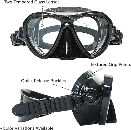 Miniatura 4 de EVO Abaco - Máscara de buceo, falda y correa de silicona suave, lentes de vidrio templado y nariz de fácil agarre, buceo, esnórquel, apnea - Máscara